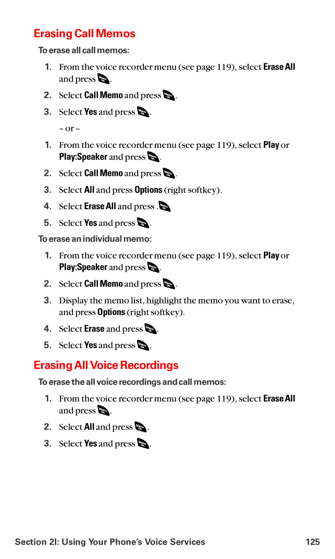 Sanyo RL-4920 manual Erasing Call Memos, Erasing All Voice Recordings 