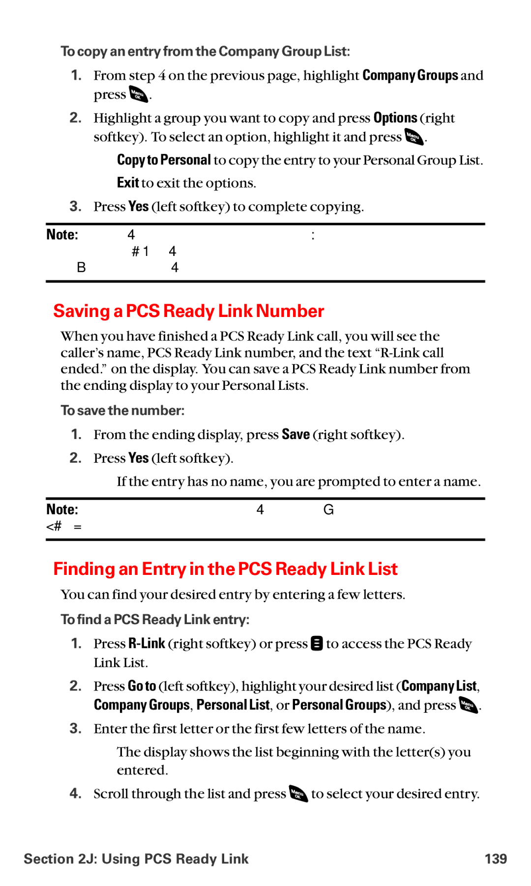 Sanyo RL-4920 manual Saving a PCS Ready Link Number, Finding an Entry in the PCS Ready Link List 