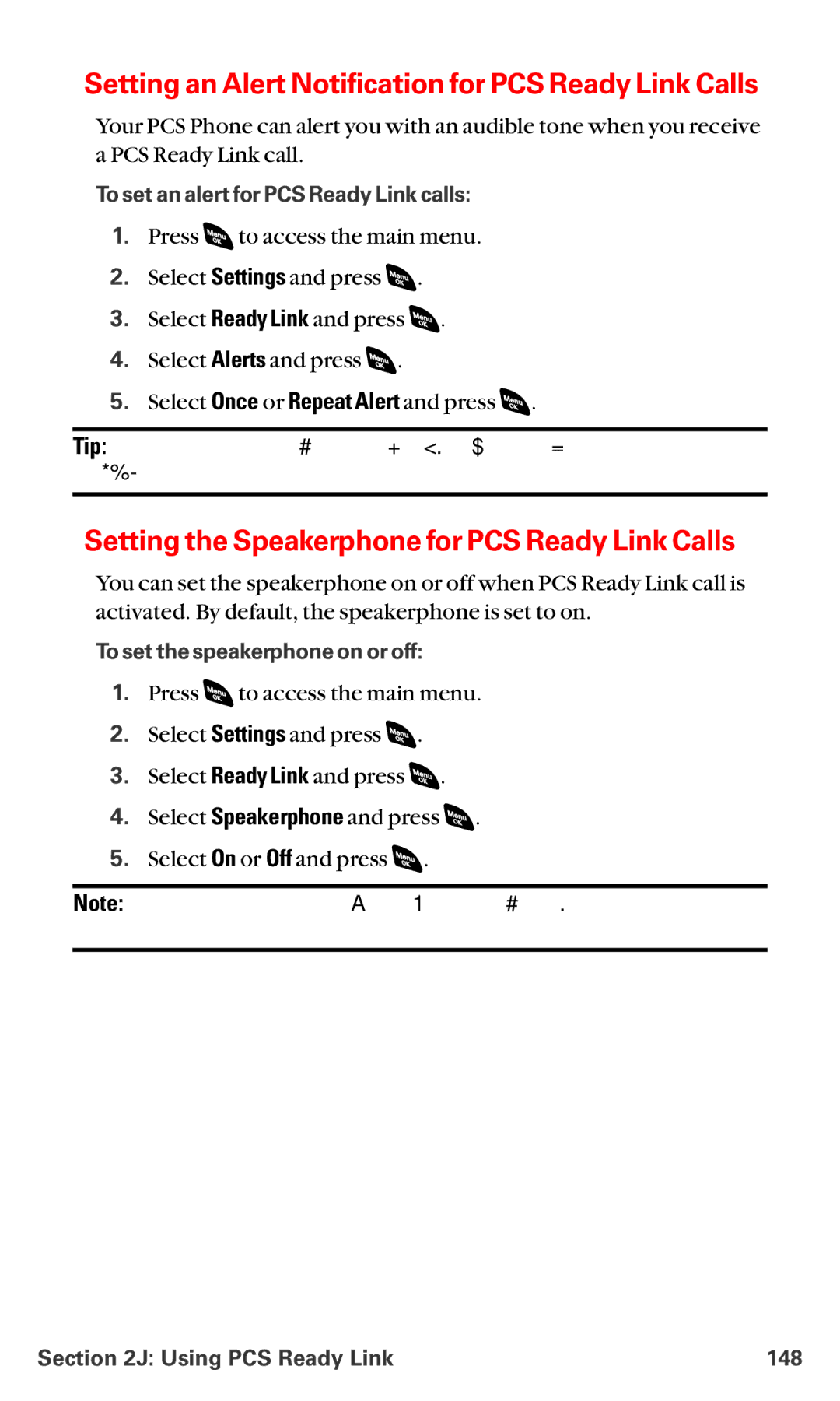 Sanyo RL-4920 Setting an Alert Notification for PCS Ready Link Calls, Setting the Speakerphone for PCS Ready Link Calls 