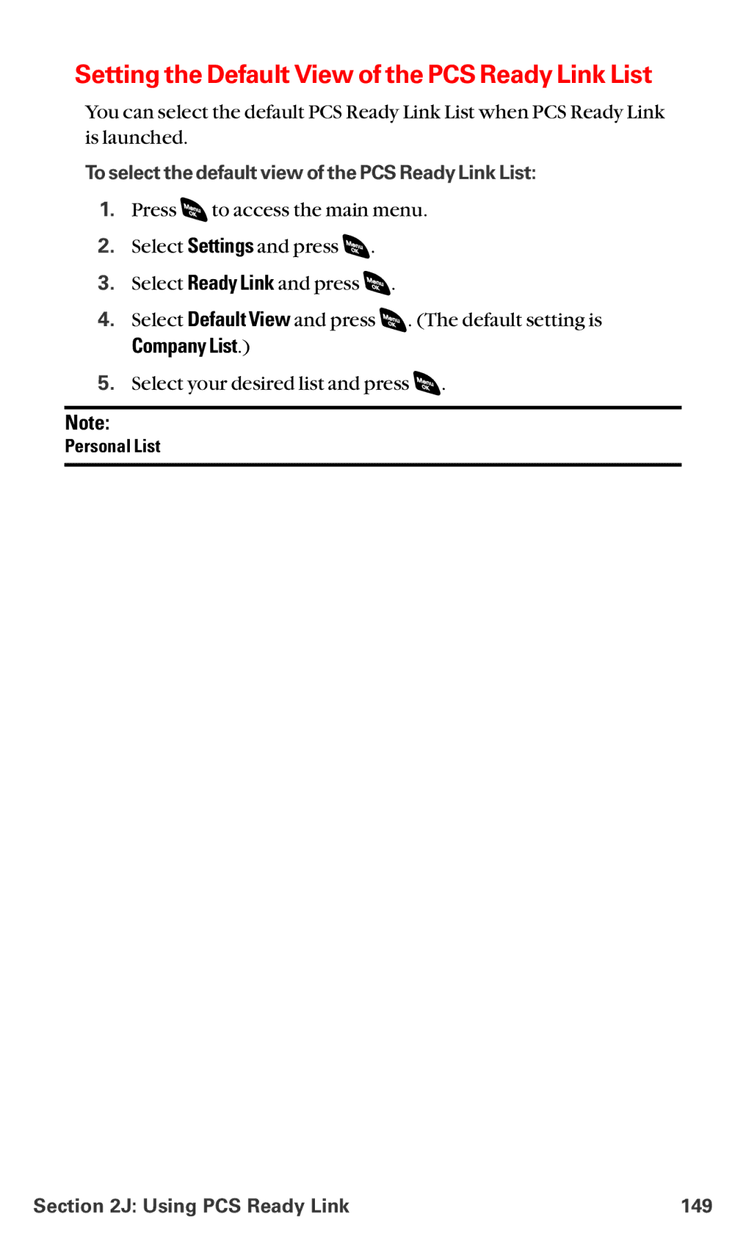 Sanyo RL-4920 manual Setting the Default View of the PCS Ready Link List, Company List, Using PCS Ready Link 149 