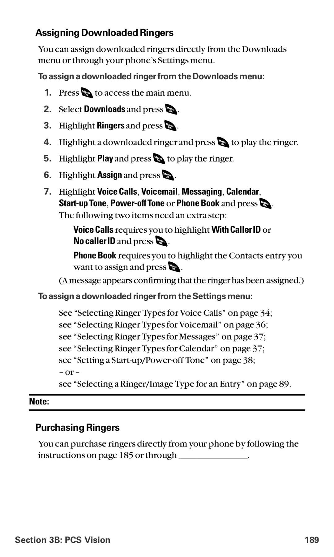 Sanyo RL-4920 manual Assigning Downloaded Ringers, Purchasing Ringers, No caller ID and press 