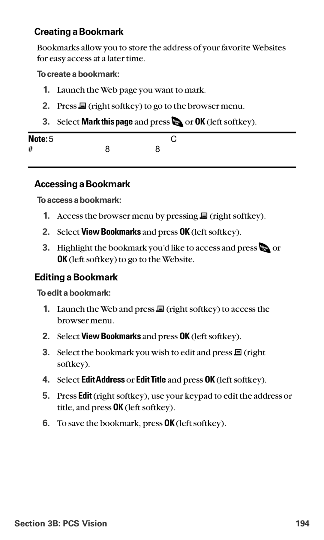 Sanyo RL-4920 manual Creating a Bookmark, Accessing a Bookmark, Editing a Bookmark 