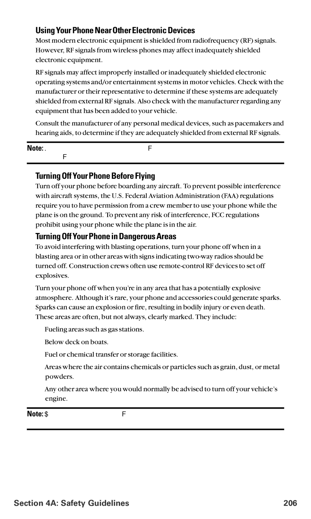 Sanyo RL-4920 Using Your Phone Near Other Electronic Devices, Turning Off Your Phone Before Flying, Safety Guidelines 206 