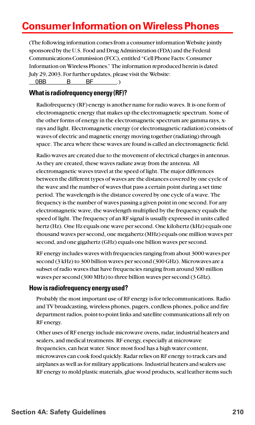 Sanyo RL-4920 manual Consumer Information on Wireless Phones, What is radiofrequency energy RF?, Safety Guidelines 210 