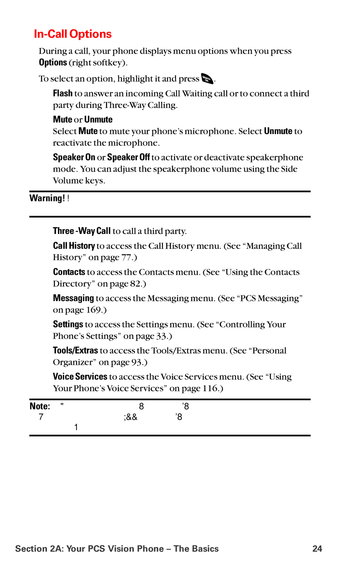 Sanyo RL-4920 manual In-Call Options,  Mute or Unmute 