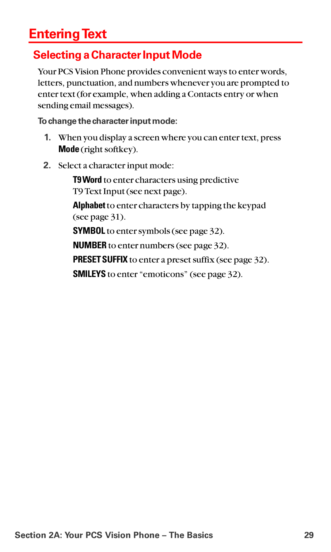 Sanyo RL-4920 manual Entering Text, Selecting a Character Input Mode, To change the character input mode 