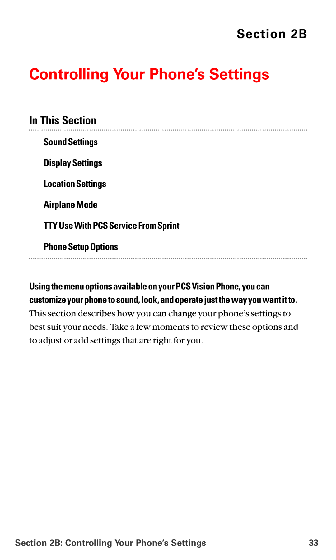 Sanyo RL-4920 manual Controlling Your Phone’s Settings 