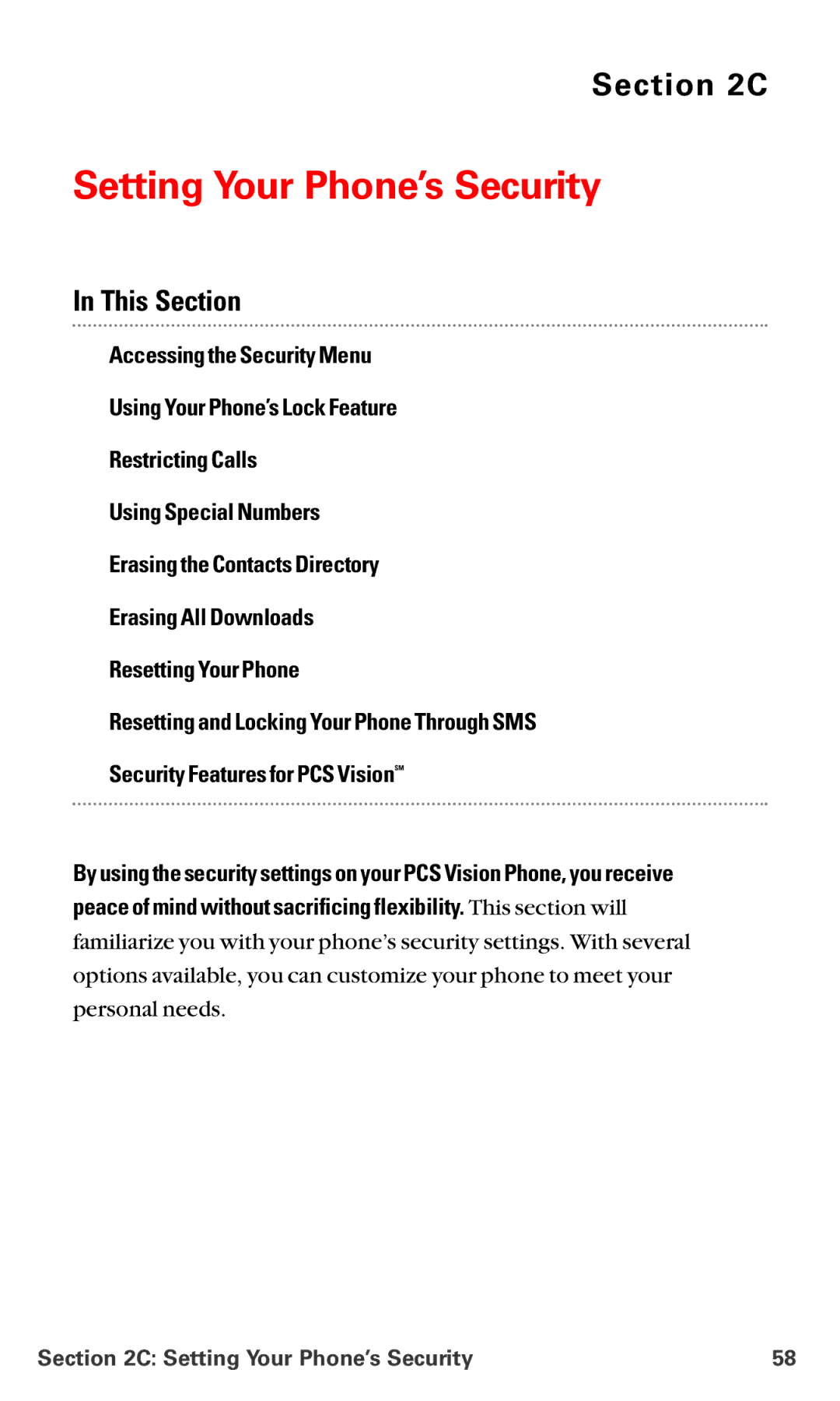 Sanyo RL-4920 manual Setting Your Phone’s Security 