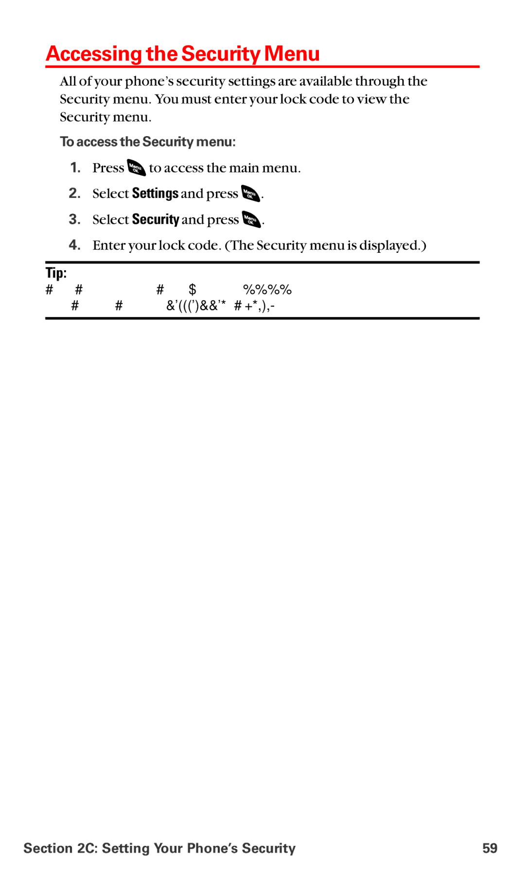 Sanyo RL-4920 manual Accessing the Security Menu, To access the Security menu 