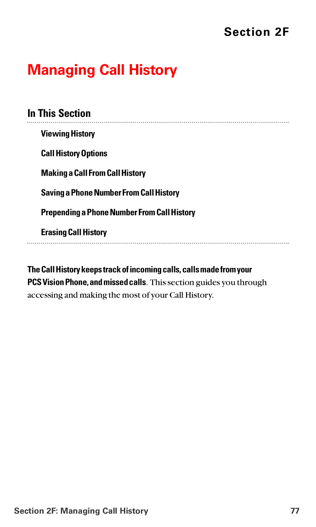 Sanyo RL-4920 manual Managing Call History 