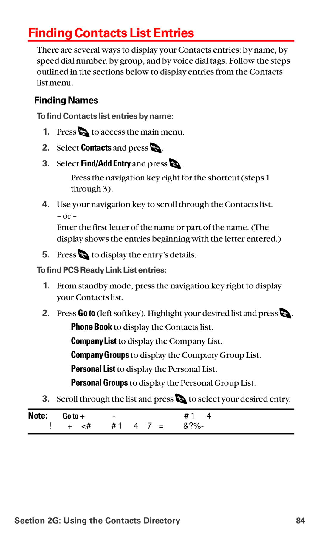 Sanyo RL-4920 manual Finding Contacts List Entries, Finding Names, To find Contacts list entries by name 