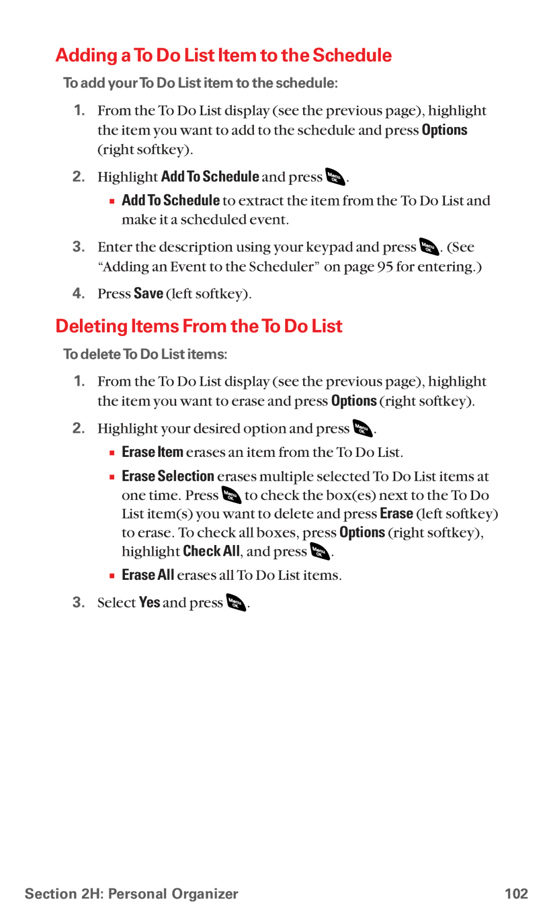 Sanyo RL 4920 Adding a To Do List Item to the Schedule, Deleting Items From the To Do List, To deleteTo Do List items 