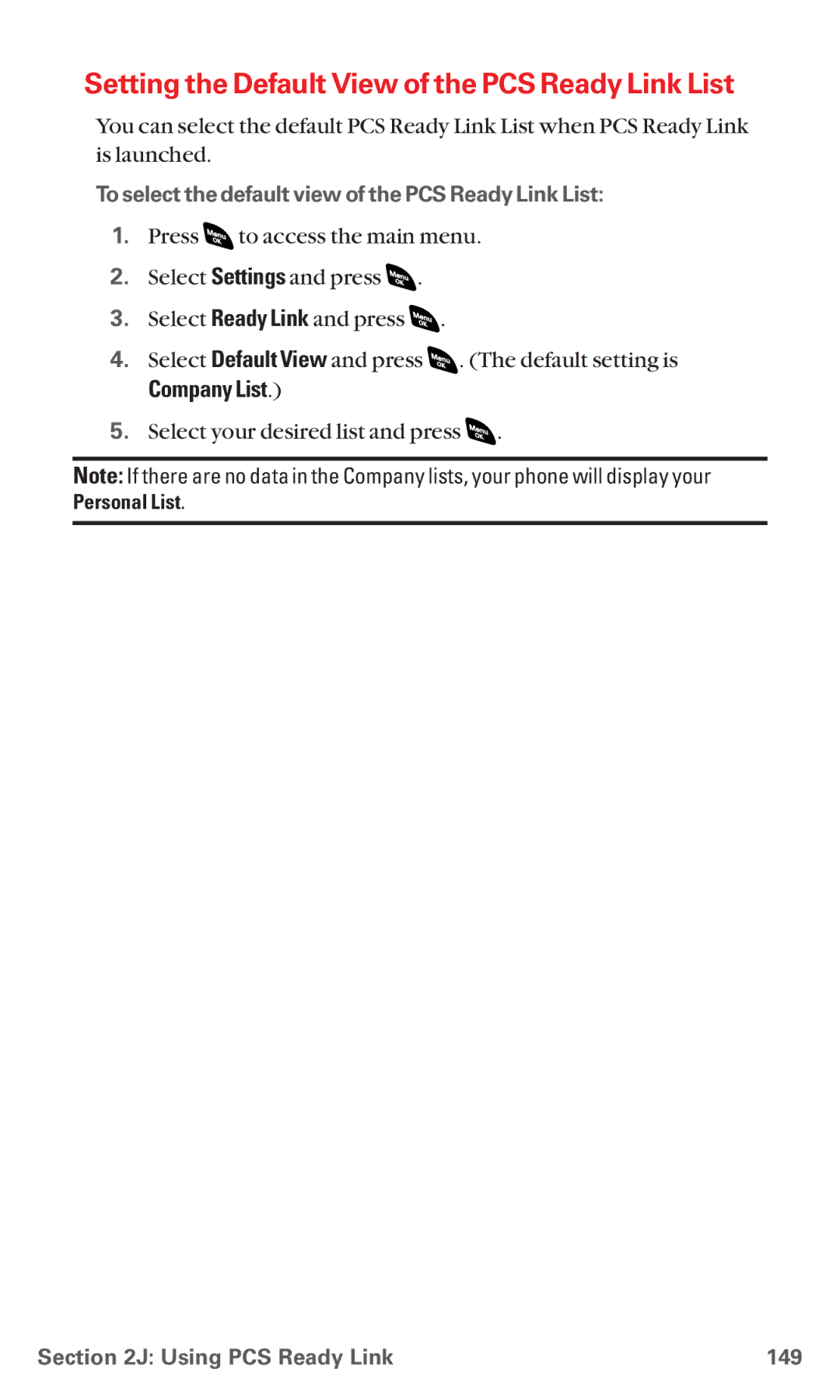 Sanyo RL 4920 manual Setting the Default View of the PCS Ready Link List, Company List, Using PCS Ready Link 149 