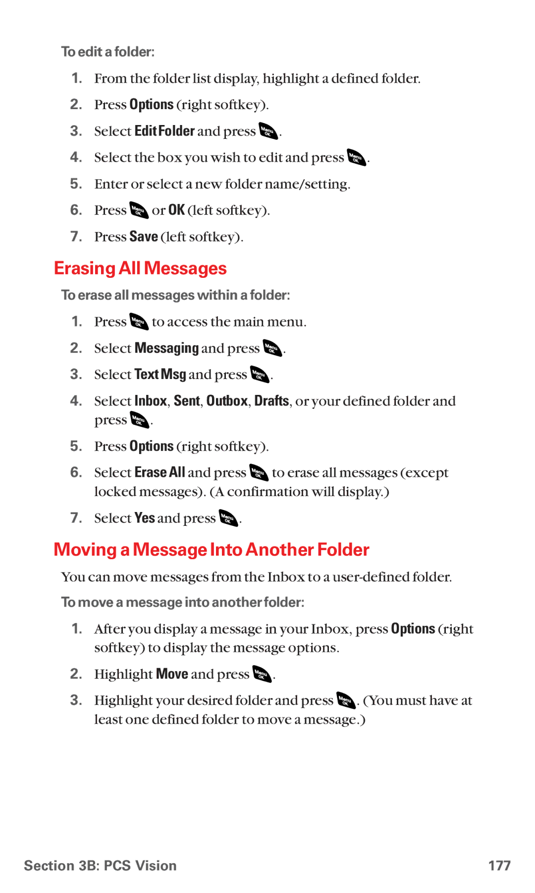 Sanyo RL 4920 manual ErasingAll Messages, Moving a Message Into Another Folder 