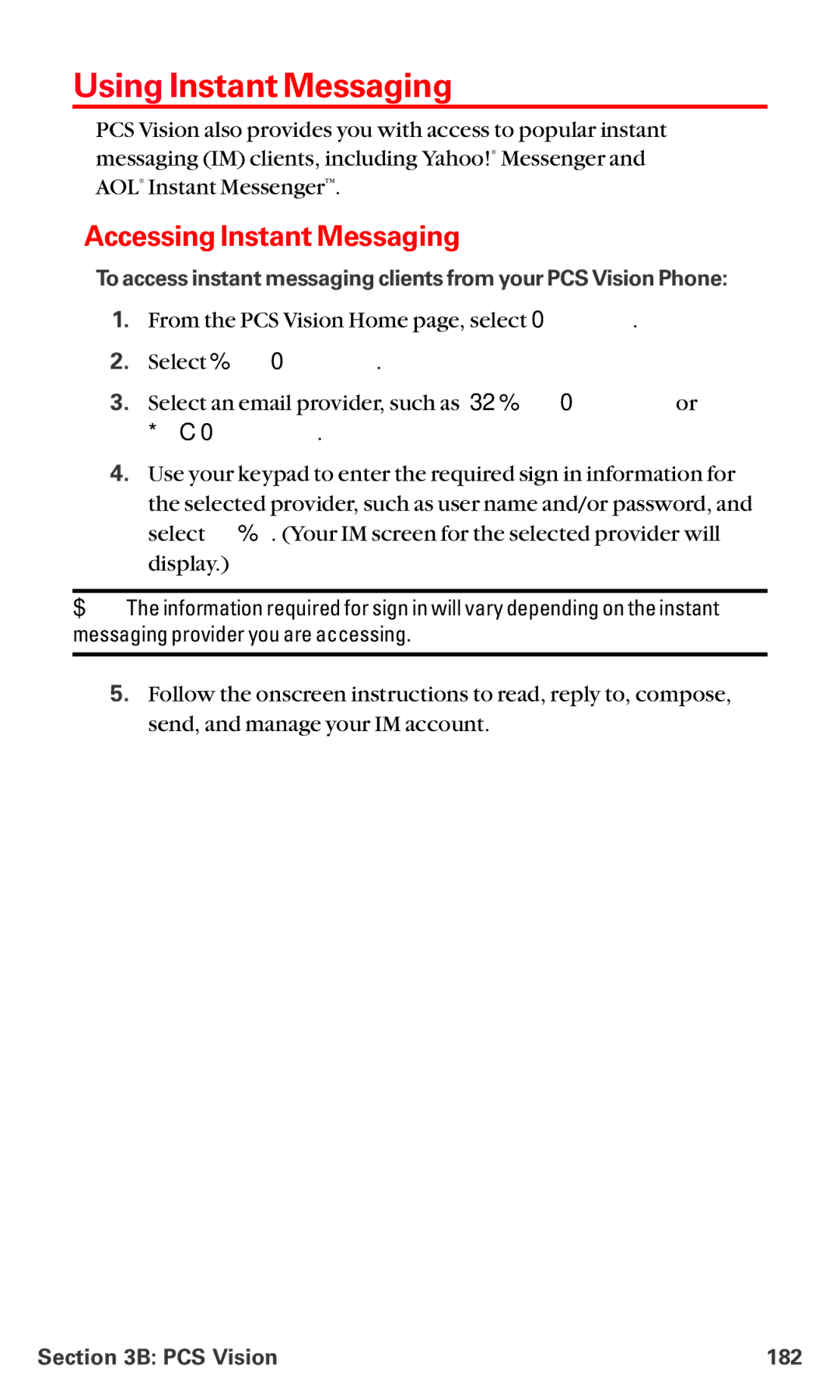 Sanyo RL 4920 manual Using Instant Messaging, Accessing Instant Messaging, Select Instant Messaging, Yahoo! Messenger 