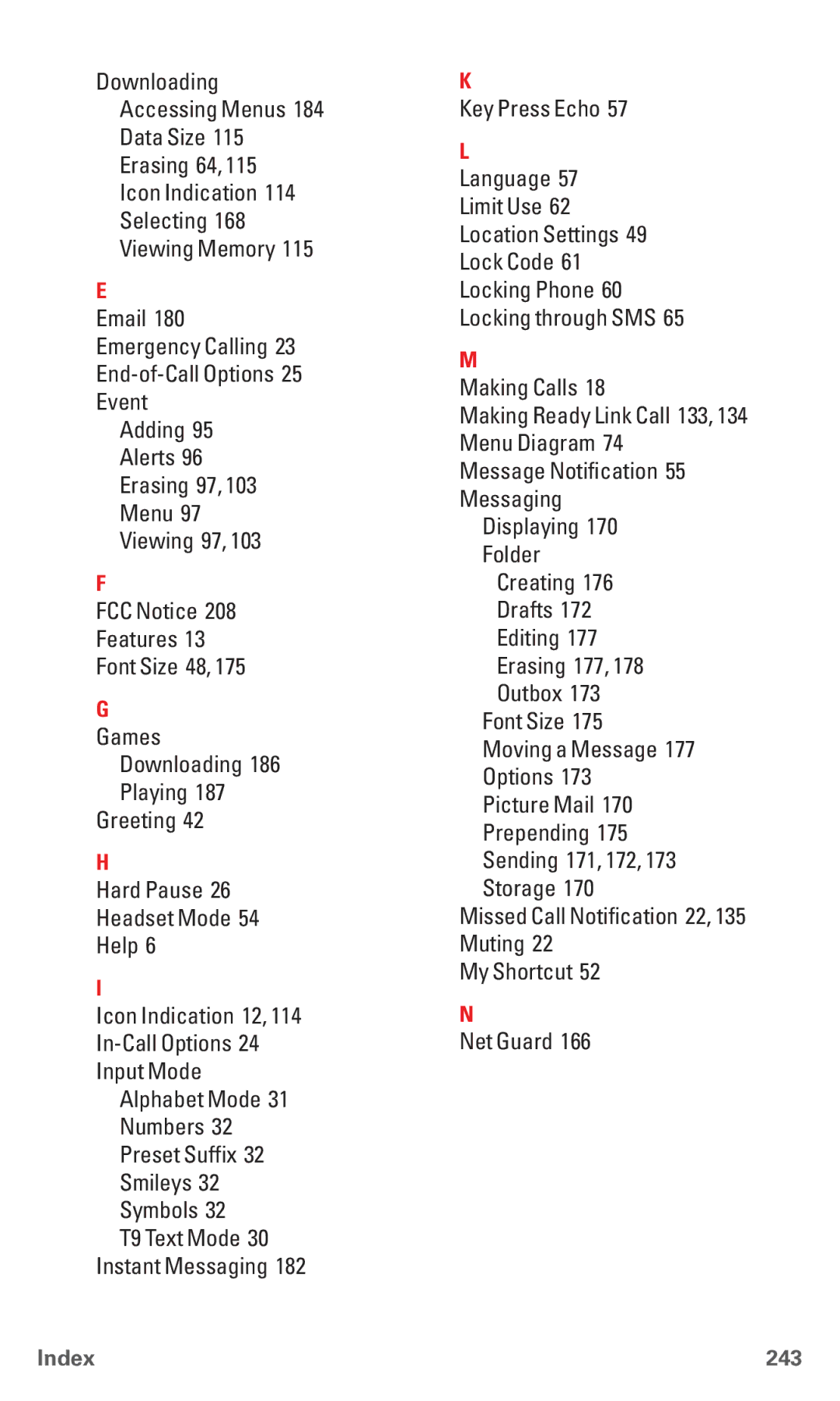 Sanyo RL 4920 manual Index 243 