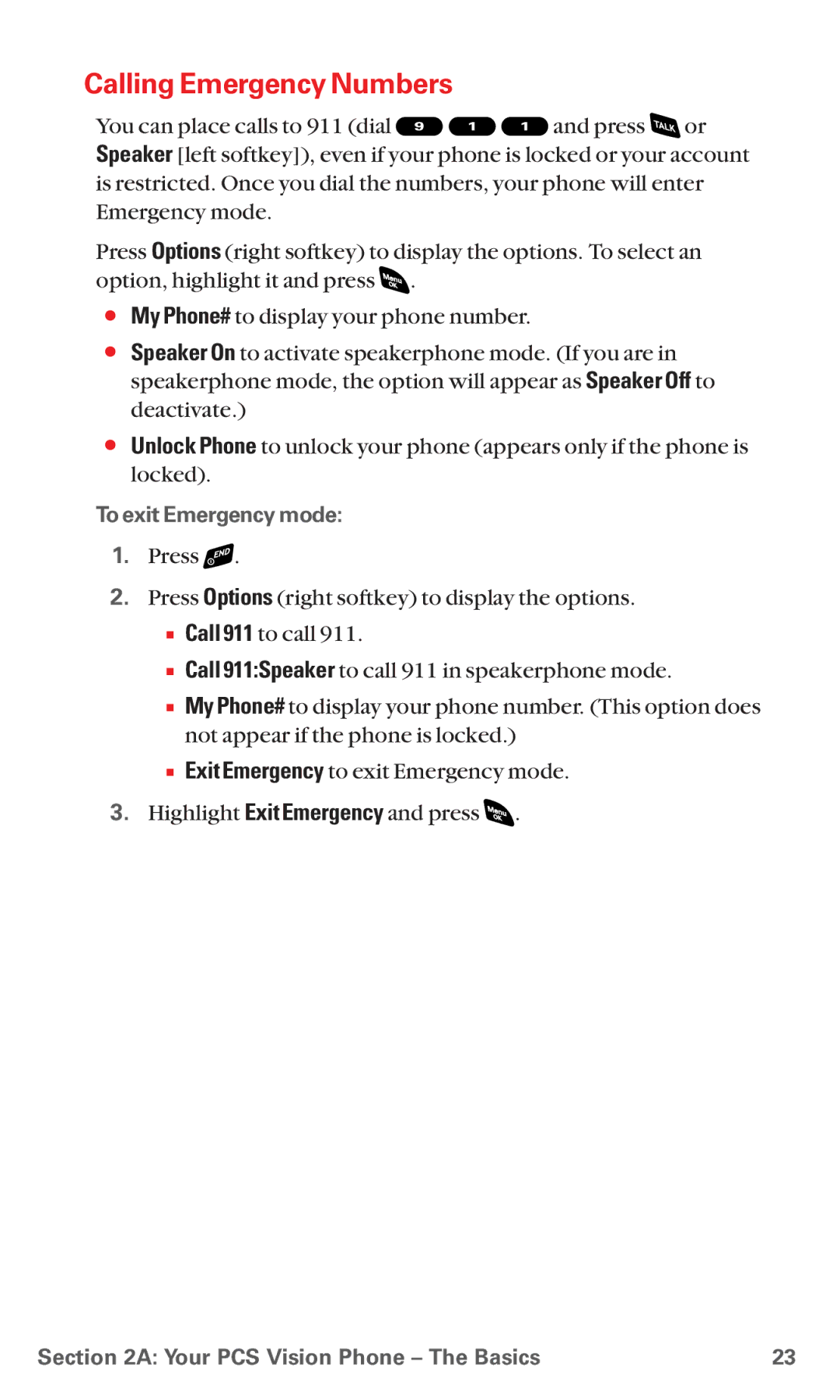 Sanyo RL 4920 manual Calling Emergency Numbers, To exit Emergency mode 