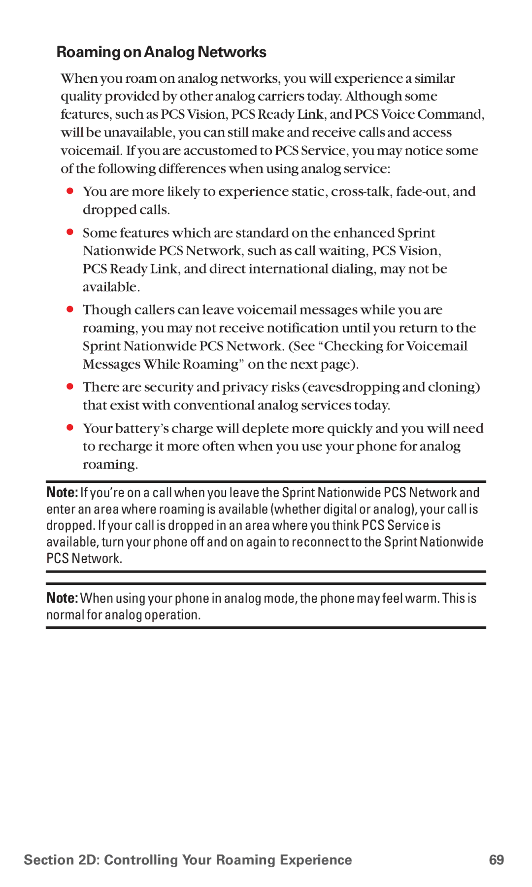 Sanyo RL 4920 manual Roaming on Analog Networks 