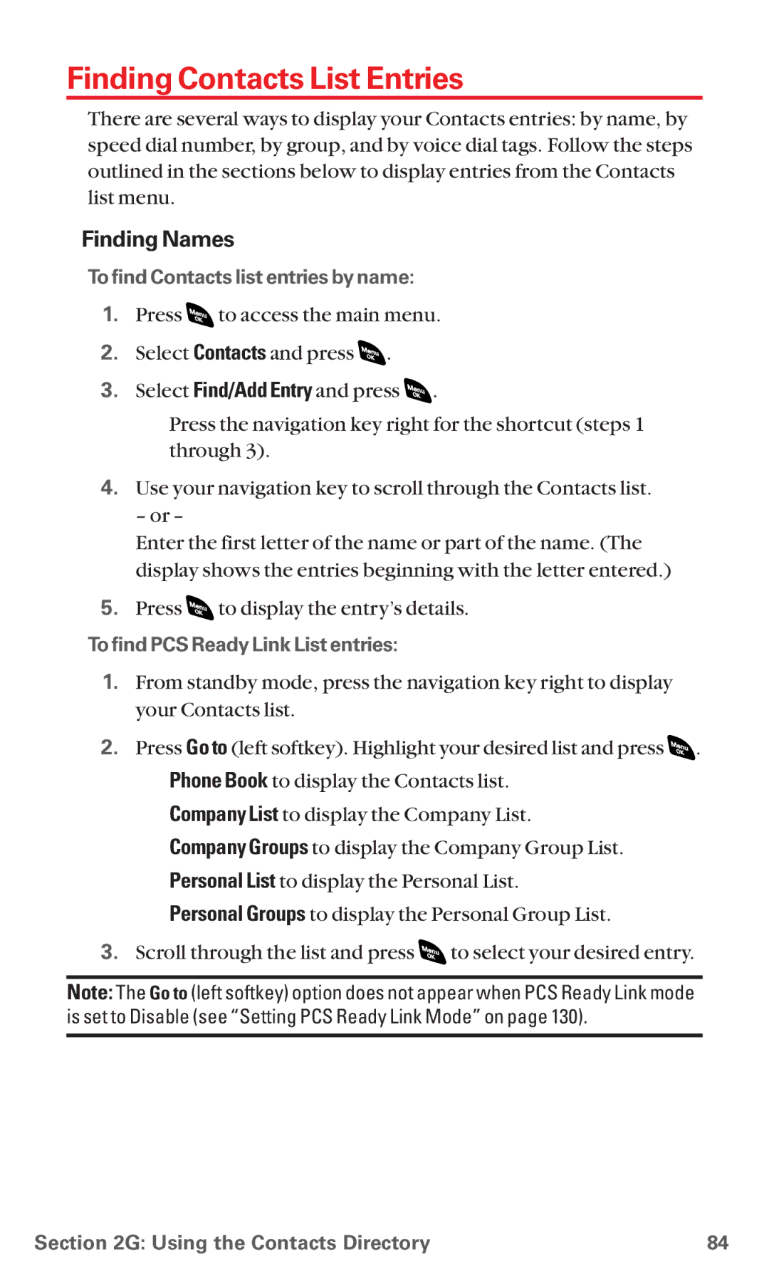 Sanyo RL 4920 manual Finding Contacts List Entries, Finding Names, To find Contacts list entries by name 