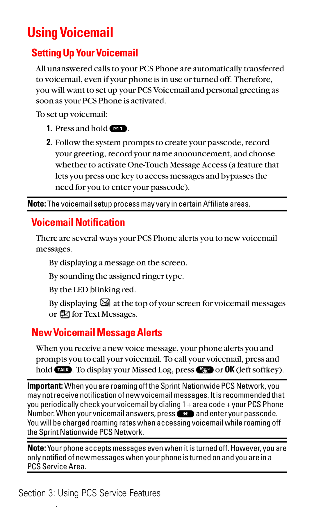 Sanyo RL2000 manual Using Voicemail, Setting Up Your Voicemail, Voicemail Notification, New Voicemail Message Alerts 