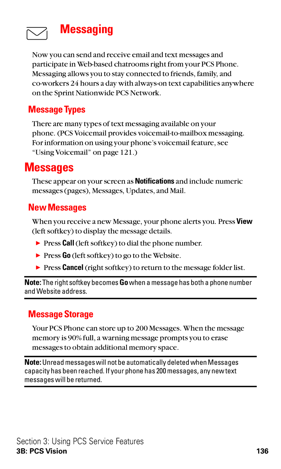 Sanyo RL2000 manual Messaging, Message Types, New Messages, Message Storage 