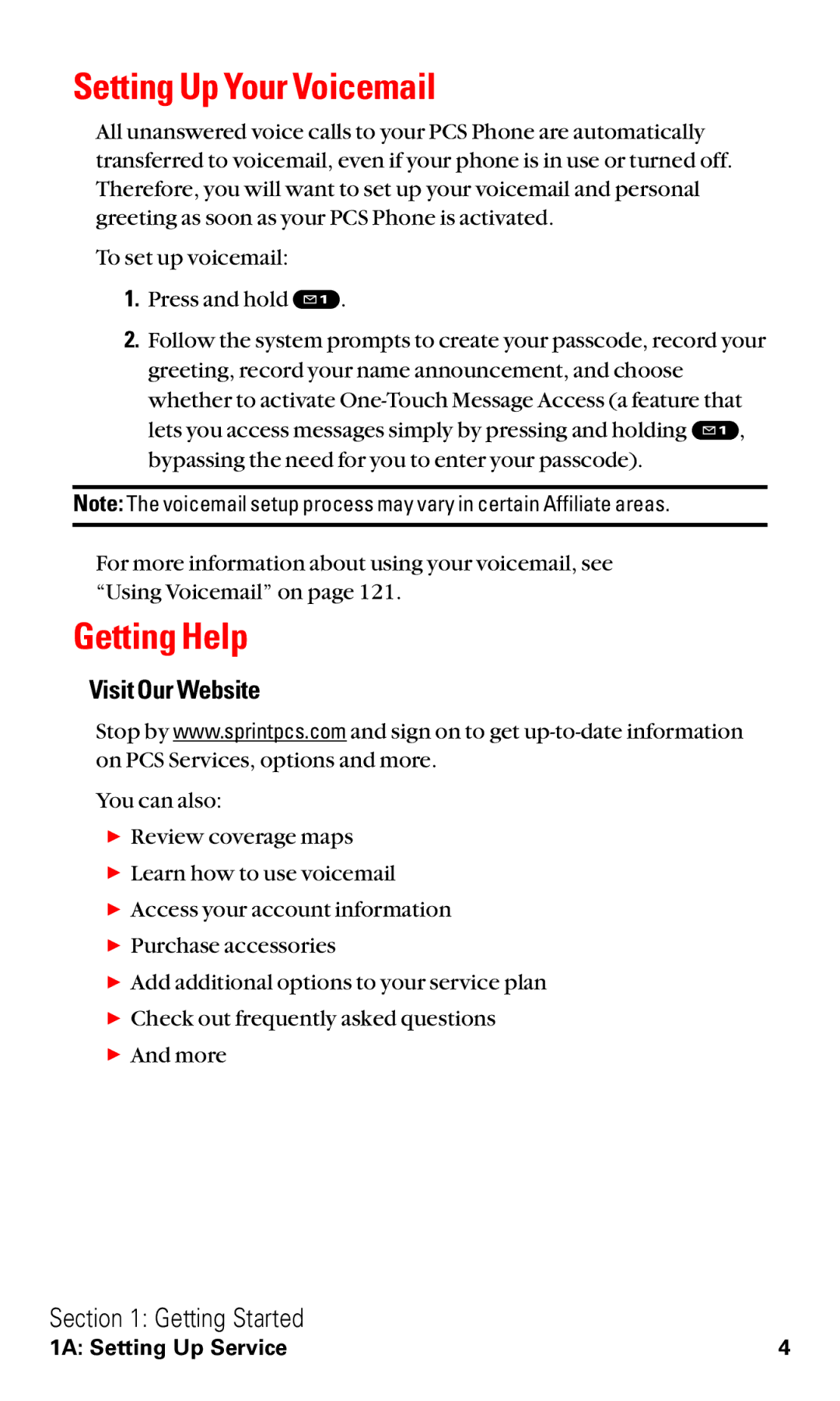 Sanyo RL2000 manual Setting Up Your Voicemail, Getting Help, Visit Our Website 