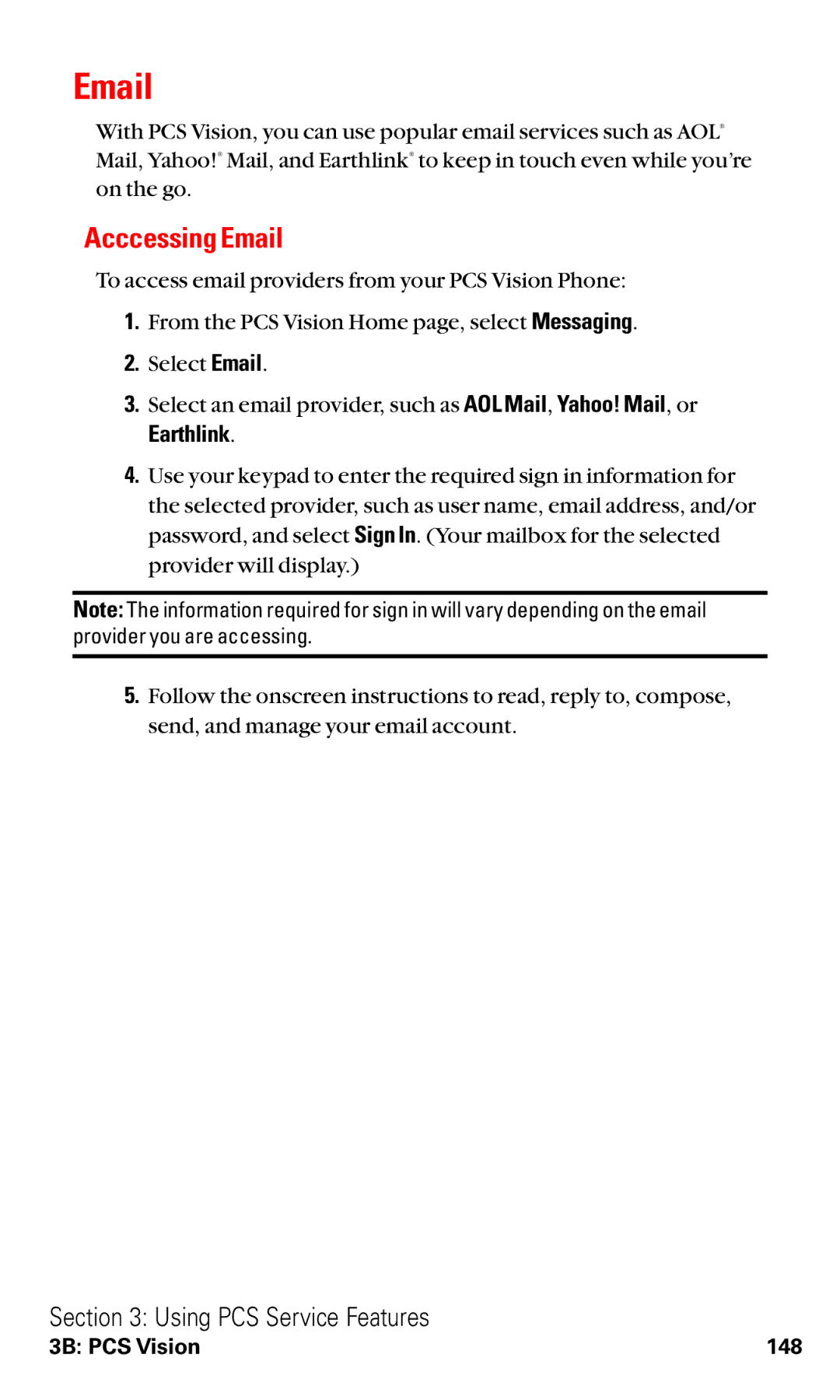 Sanyo RL2000 manual Acccessing Email, Earthlink 