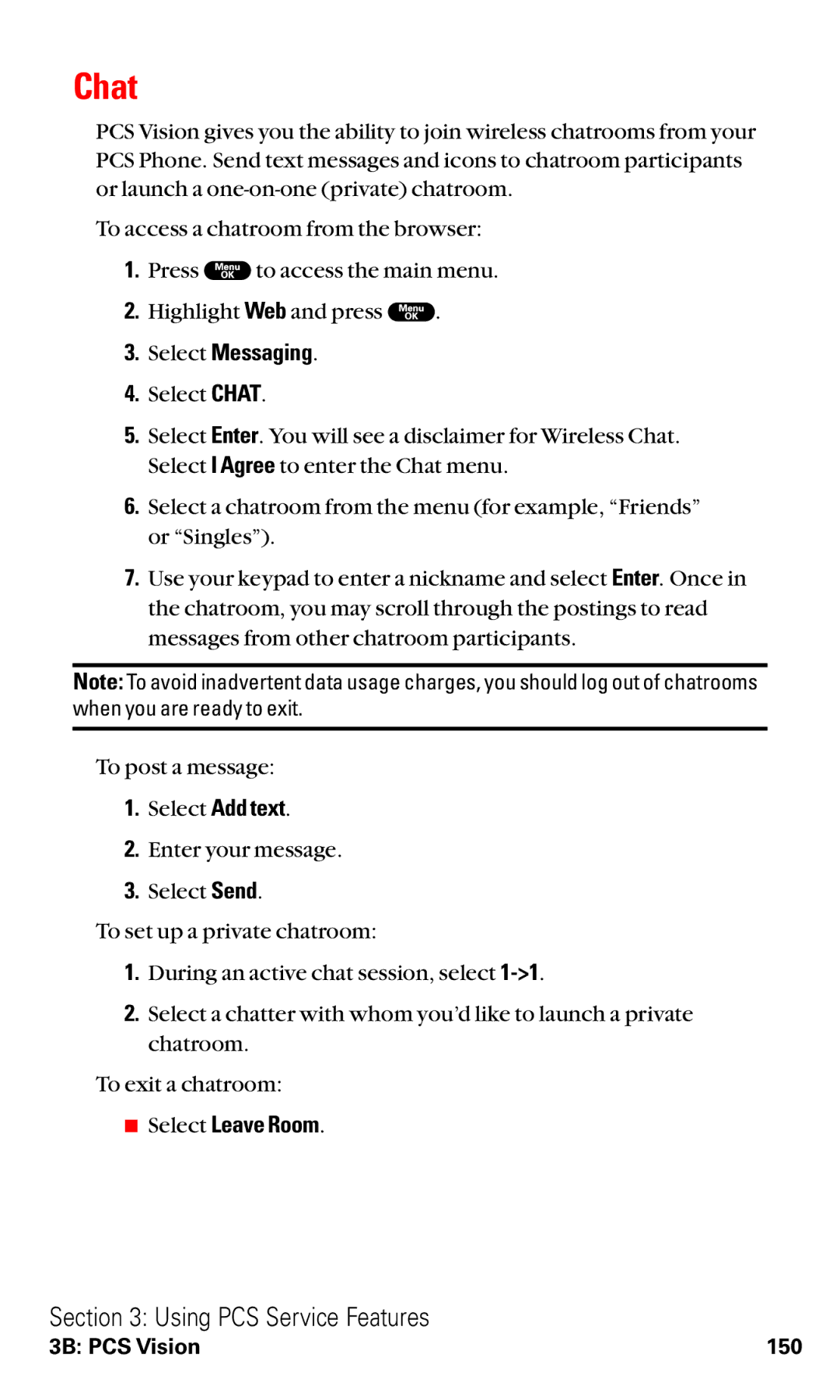 Sanyo RL2000 manual Chat, Select Messaging,  Select Leave Room 