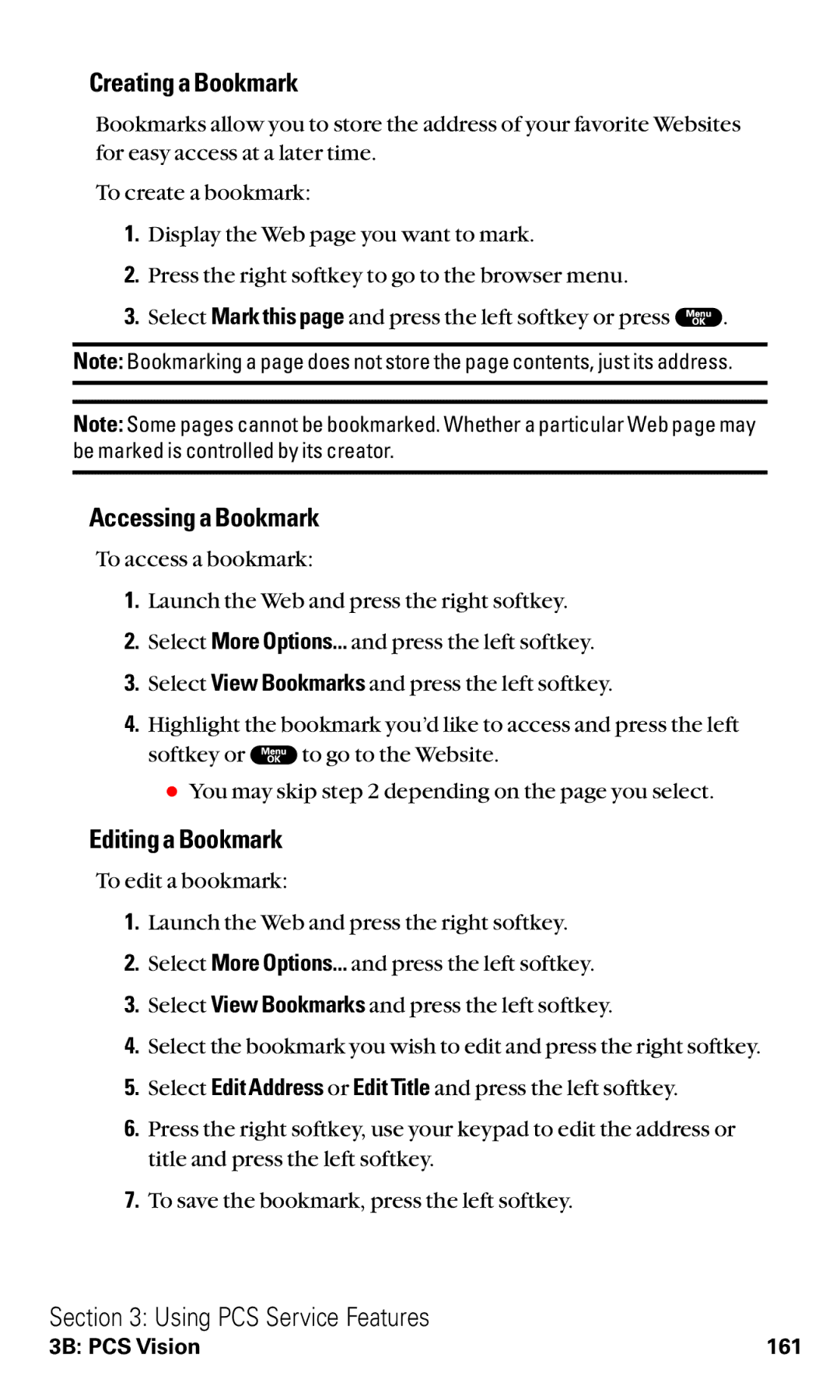 Sanyo RL2000 manual Creating a Bookmark, Accessing a Bookmark, Editing a Bookmark 