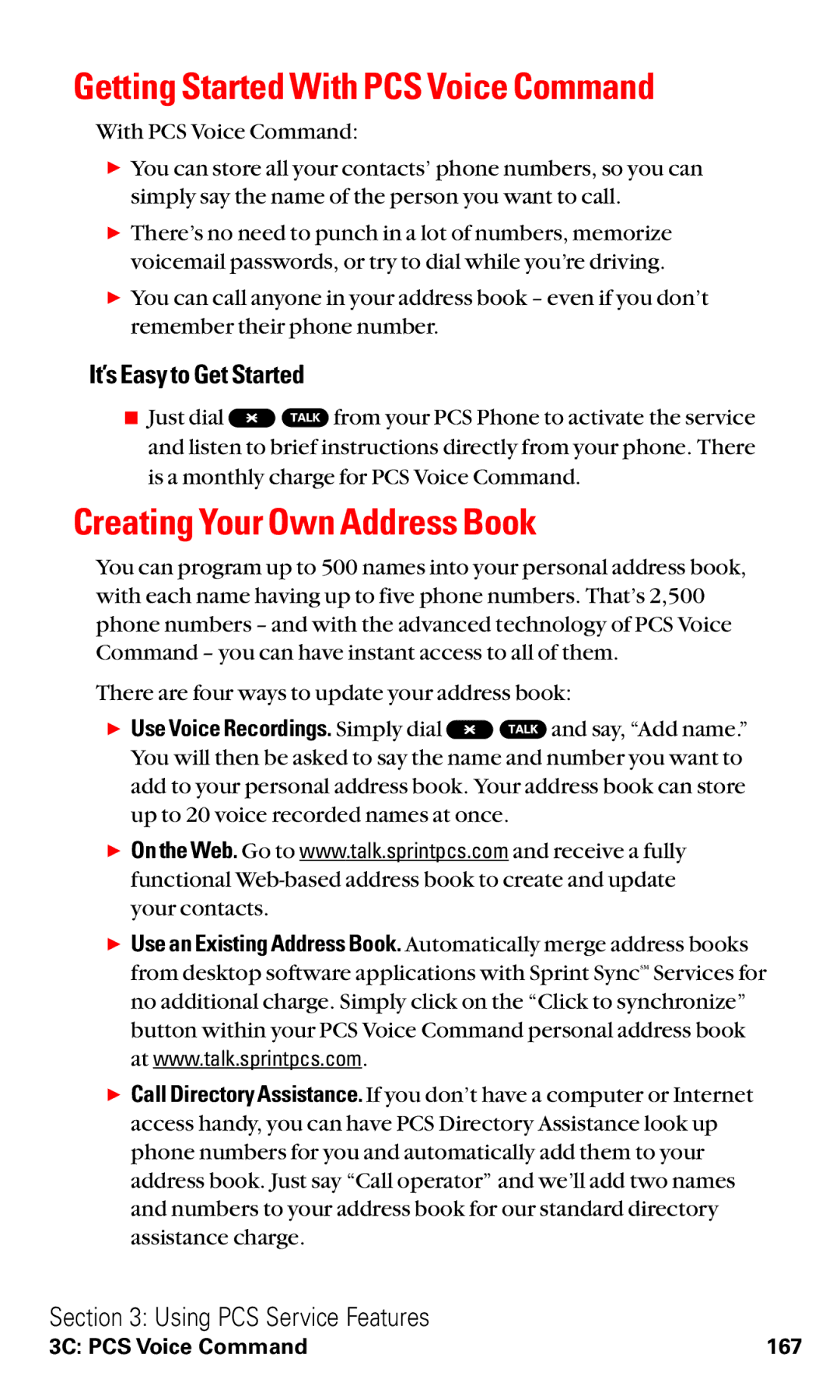 Sanyo RL2000 manual Getting Started With PCS Voice Command, Creating Your Own Address Book, It’s Easy to Get Started 