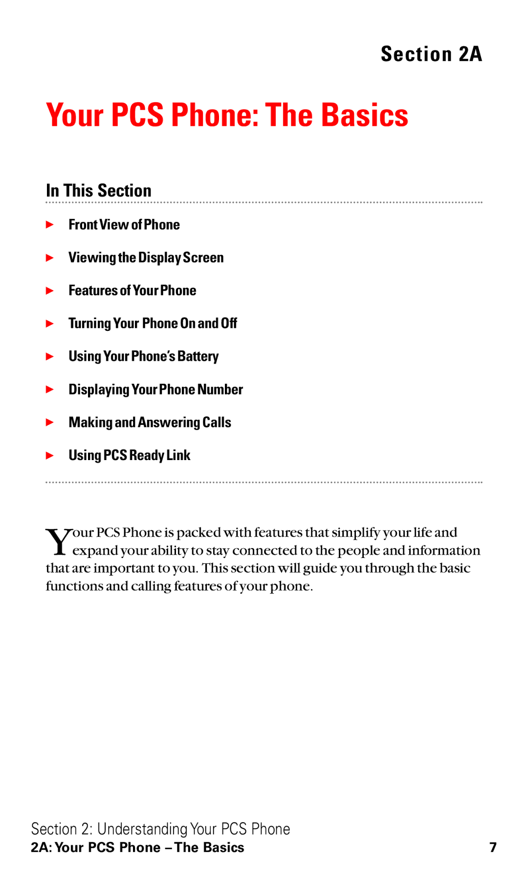 Sanyo RL2000 manual Your PCS Phone The Basics 