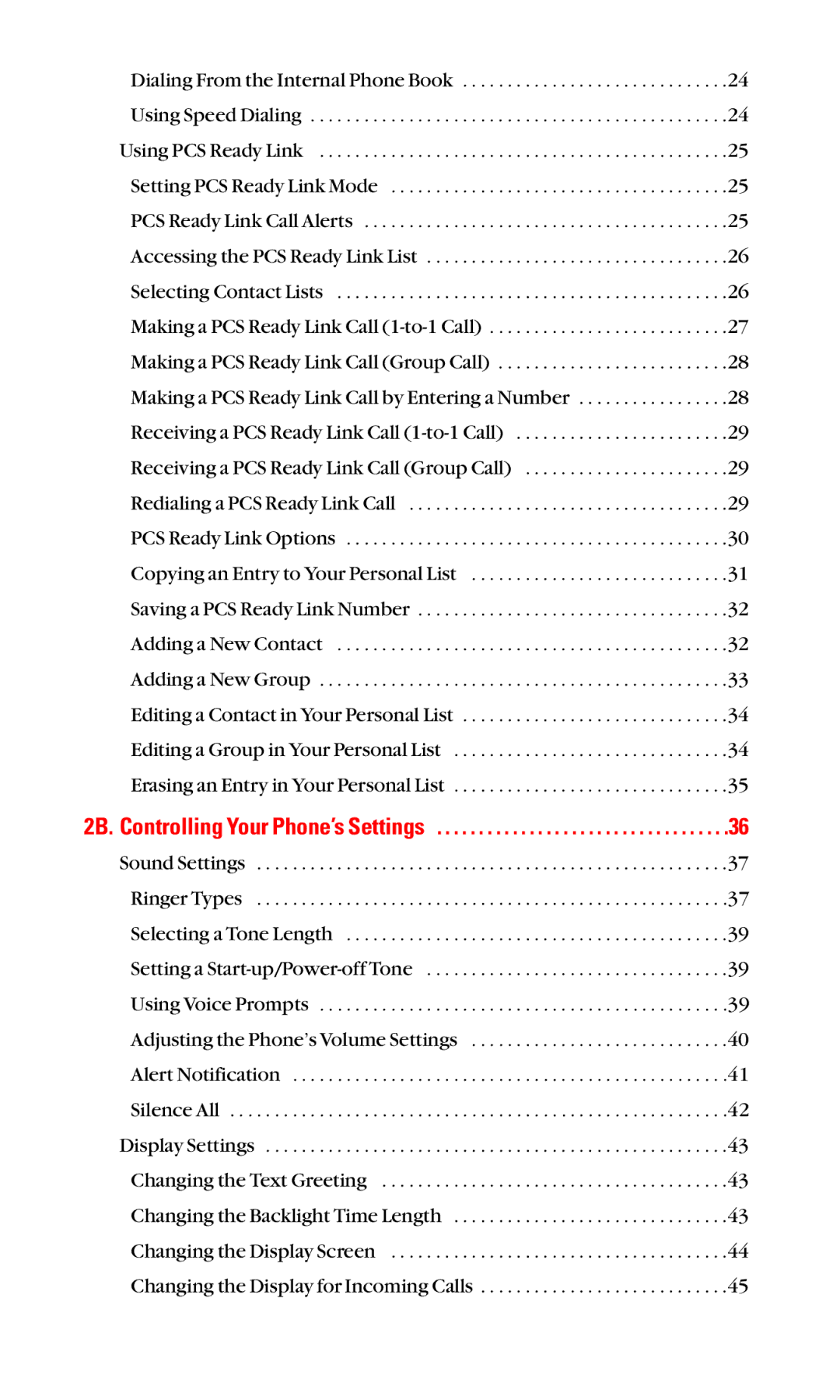 Sanyo RL2000 manual 2B. Controlling Your Phone’s Settings 