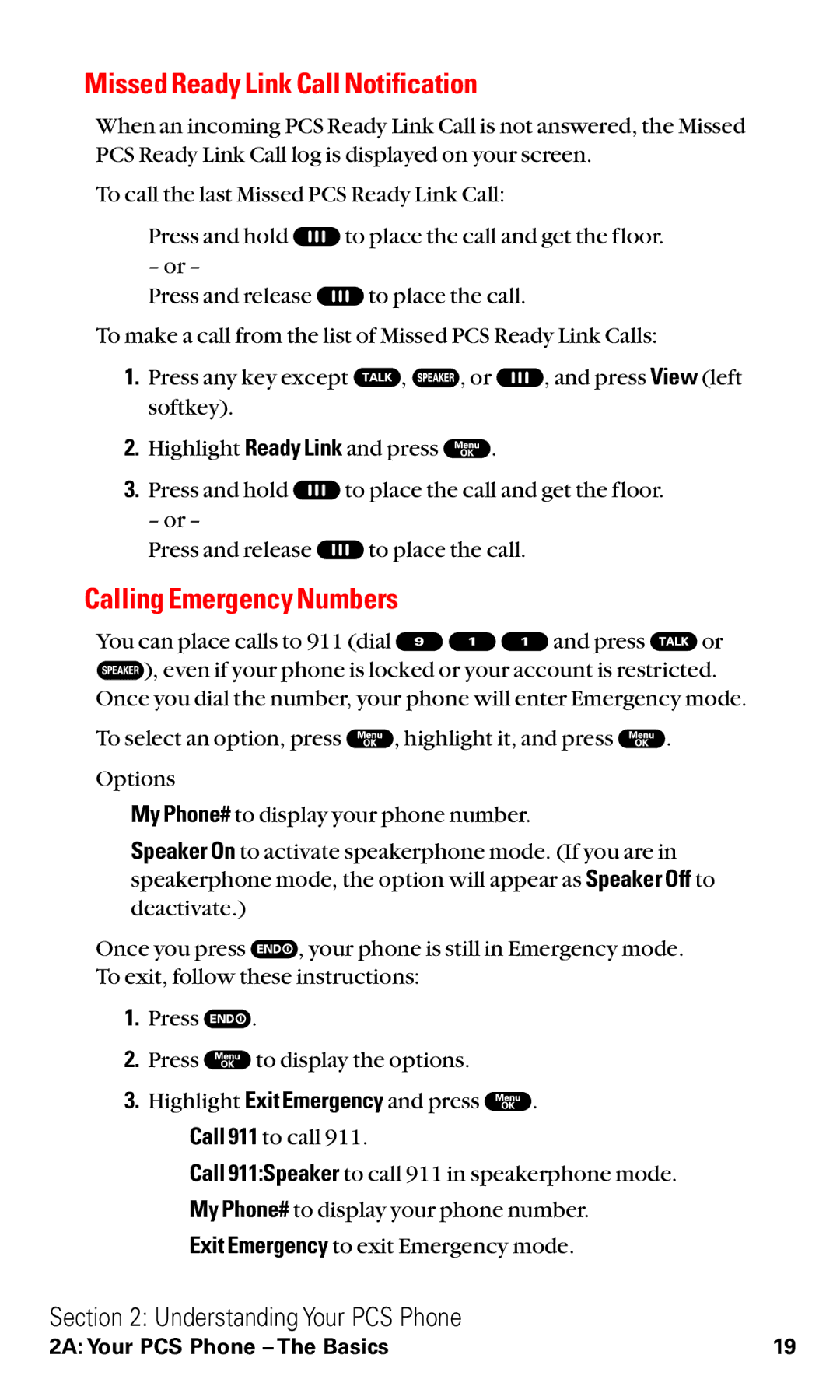 Sanyo RL2000 manual Missed Ready Link Call Notification, Calling Emergency Numbers 