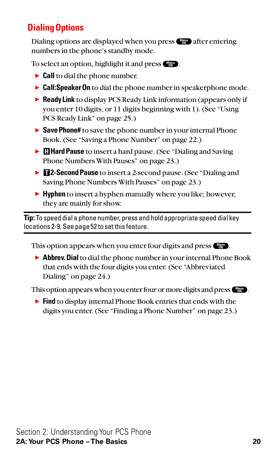 Sanyo RL2000 manual Dialing Options 