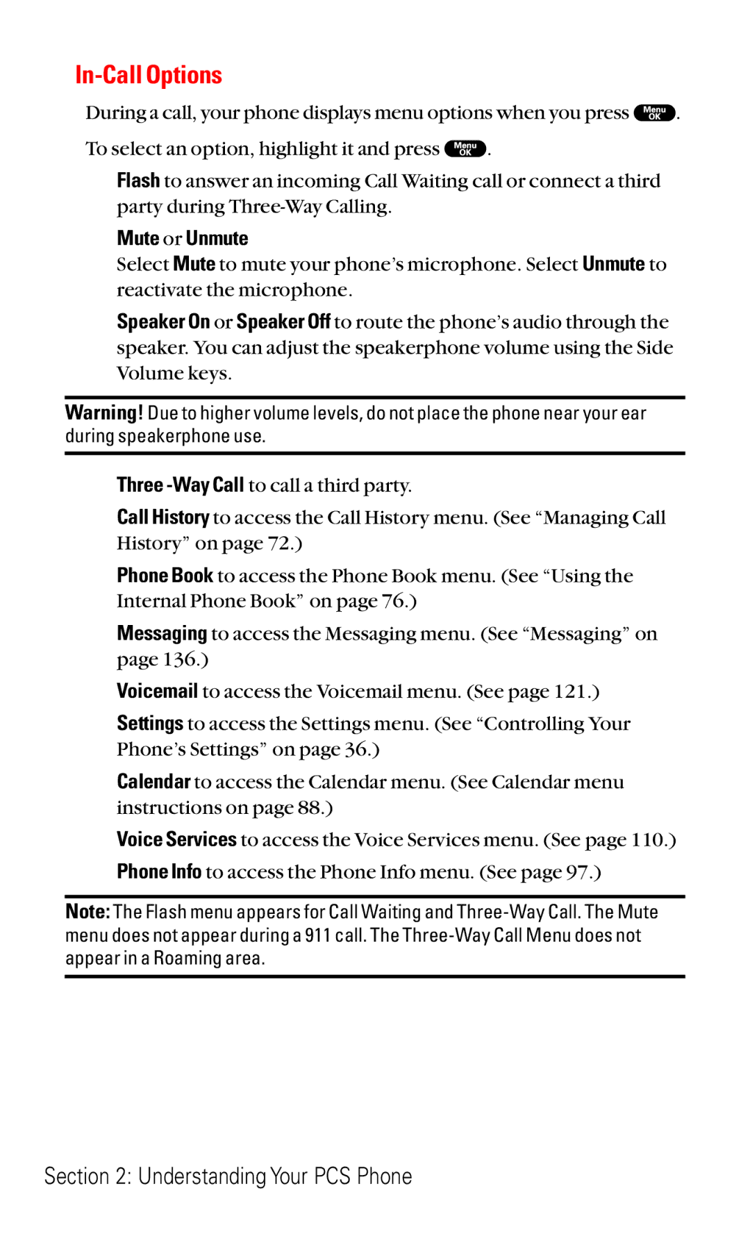 Sanyo RL2000 manual In-Call Options,  Mute or Unmute 