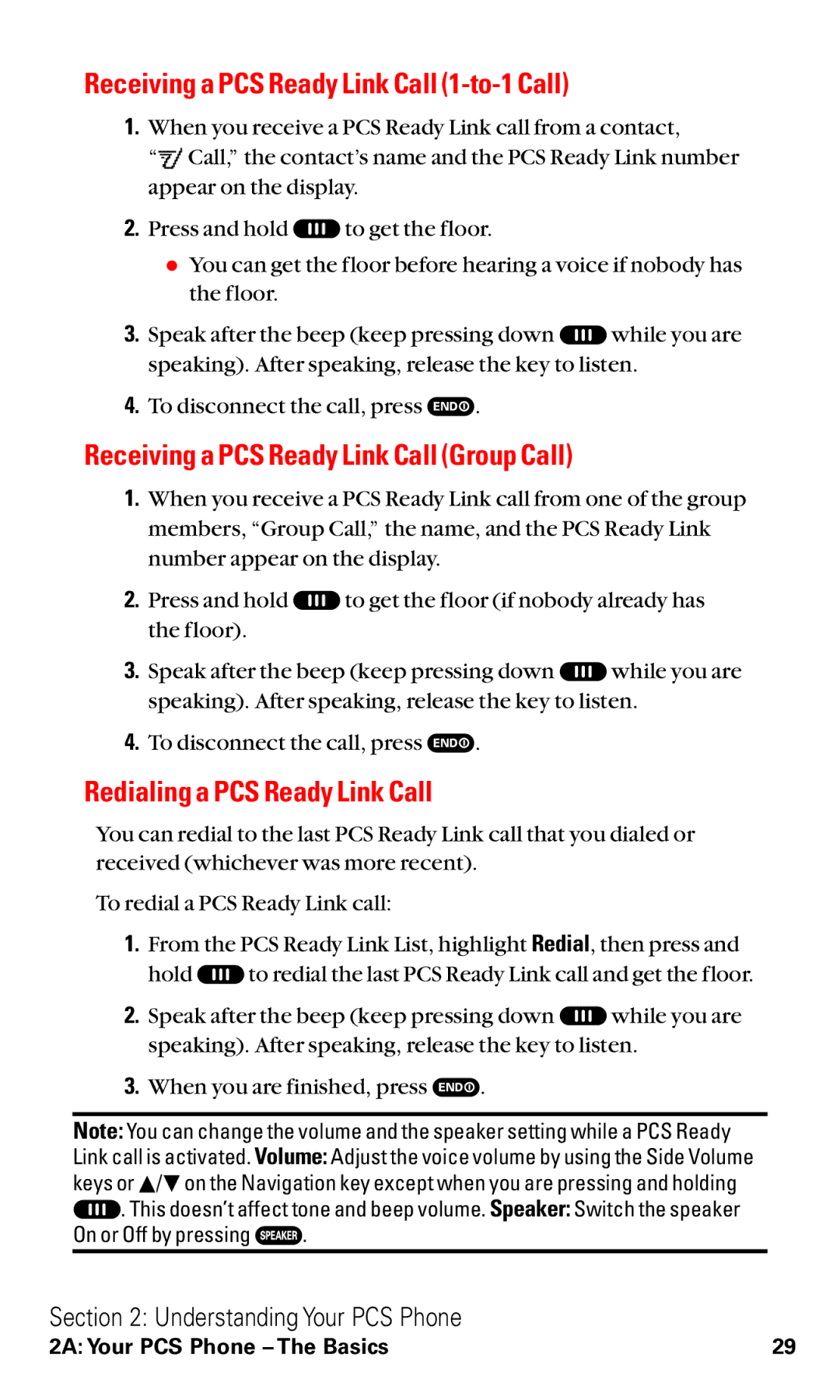 Sanyo RL2000 manual Receiving a PCS Ready Link Call 1-to-1 Call, Receiving a PCS Ready Link Call Group Call 