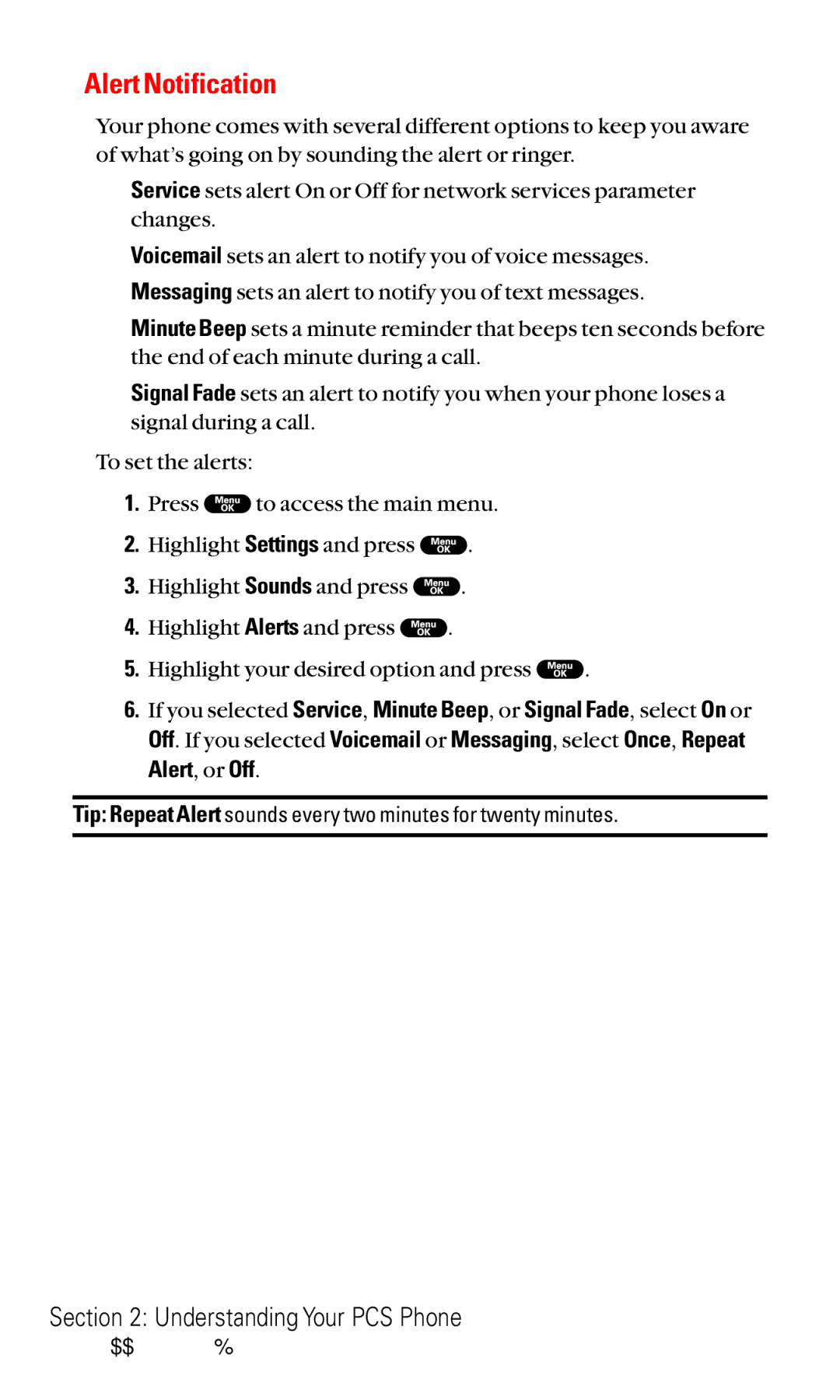 Sanyo RL2000 manual Alert Notification 