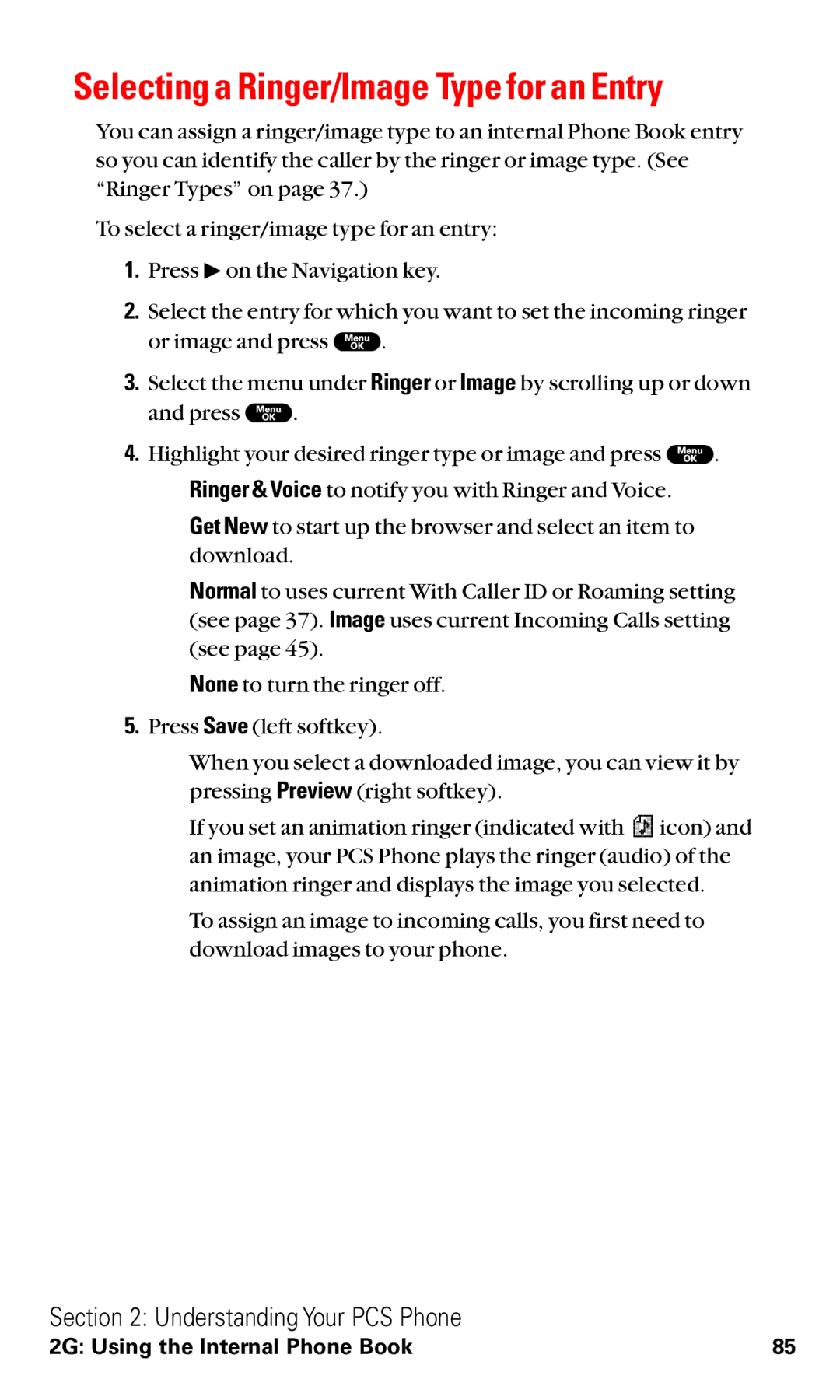 Sanyo RL2000 manual Selecting a Ringer/Image Type for an Entry 