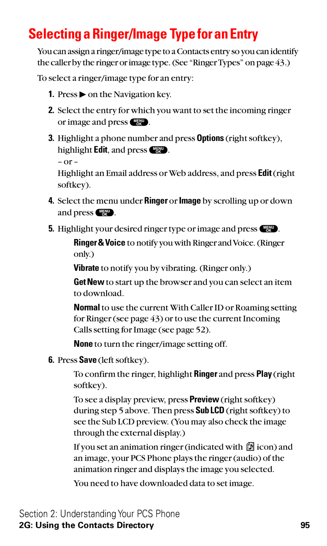 Sanyo RL2500 manual Selecting a Ringer/Image Type for an Entry 