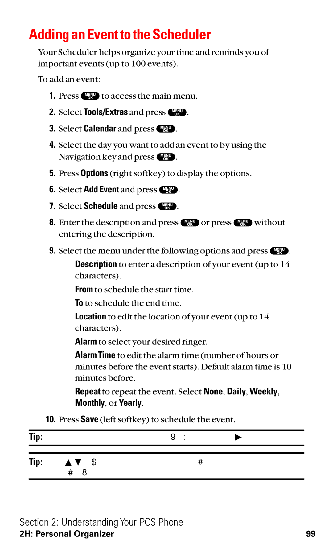 Sanyo RL2500 manual Adding an Event to the Scheduler, Monthly, or Yearly 