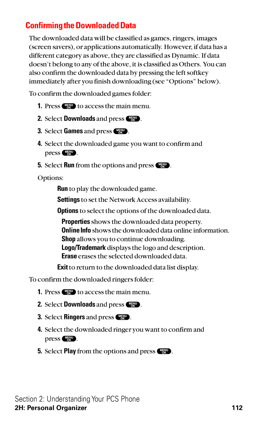 Sanyo RL2500 manual Confirming the Downloaded Data 