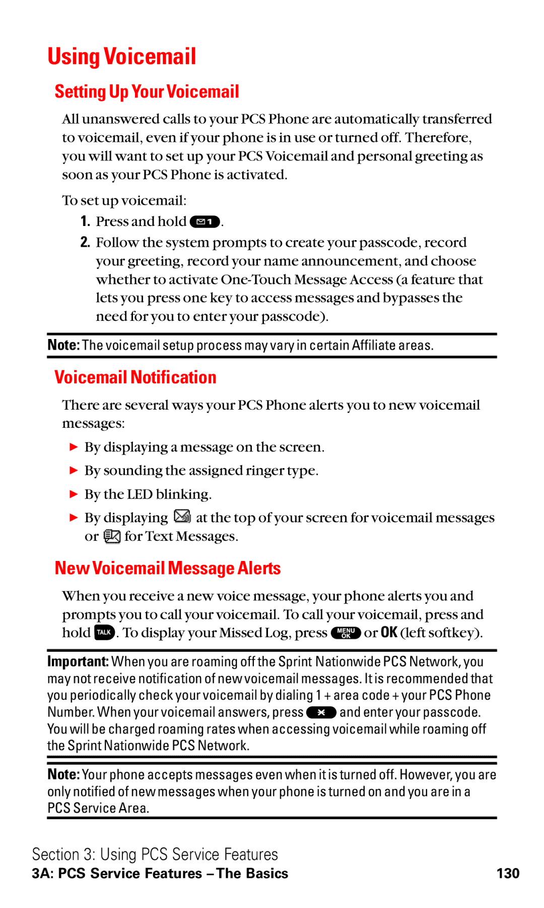 Sanyo RL2500 manual Using Voicemail, Setting Up Your Voicemail, Voicemail Notification, New Voicemail Message Alerts 