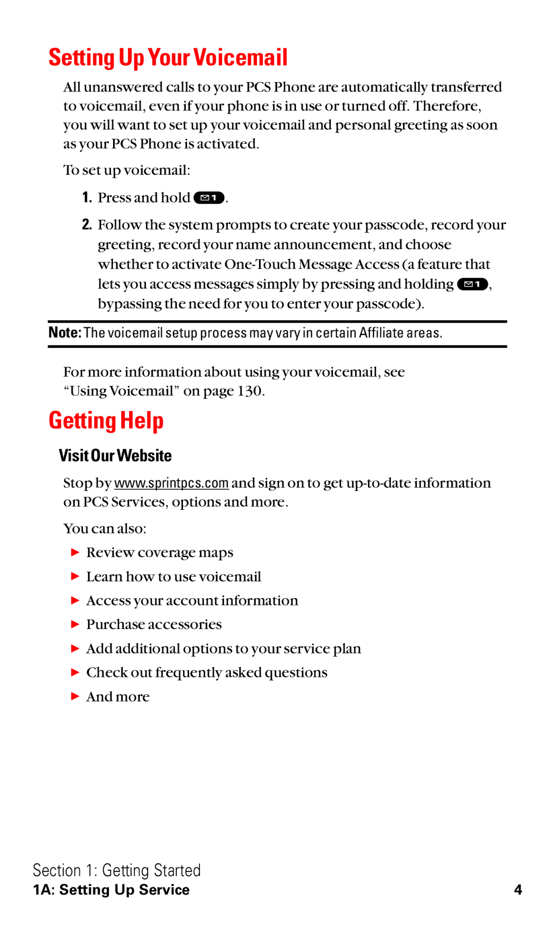 Sanyo RL2500 manual Setting Up Your Voicemail, Getting Help, Visit Our Website 