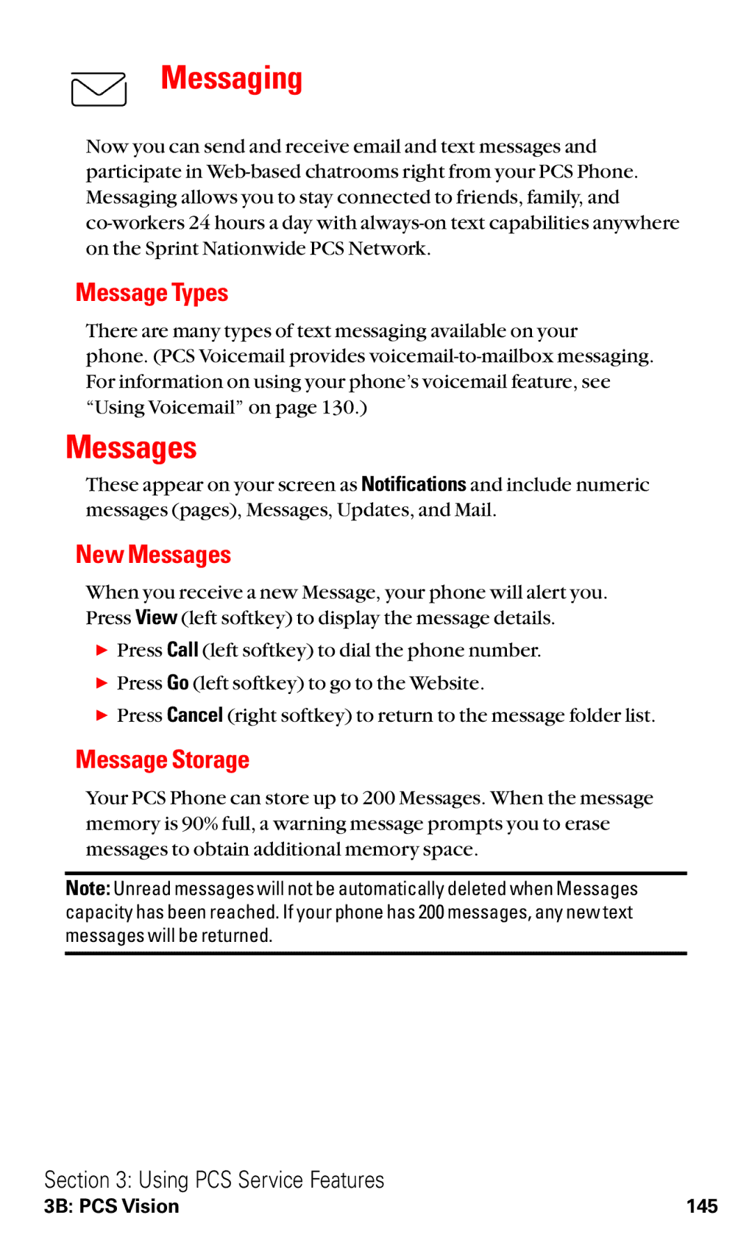 Sanyo RL2500 manual Messaging, Message Types, New Messages, Message Storage 