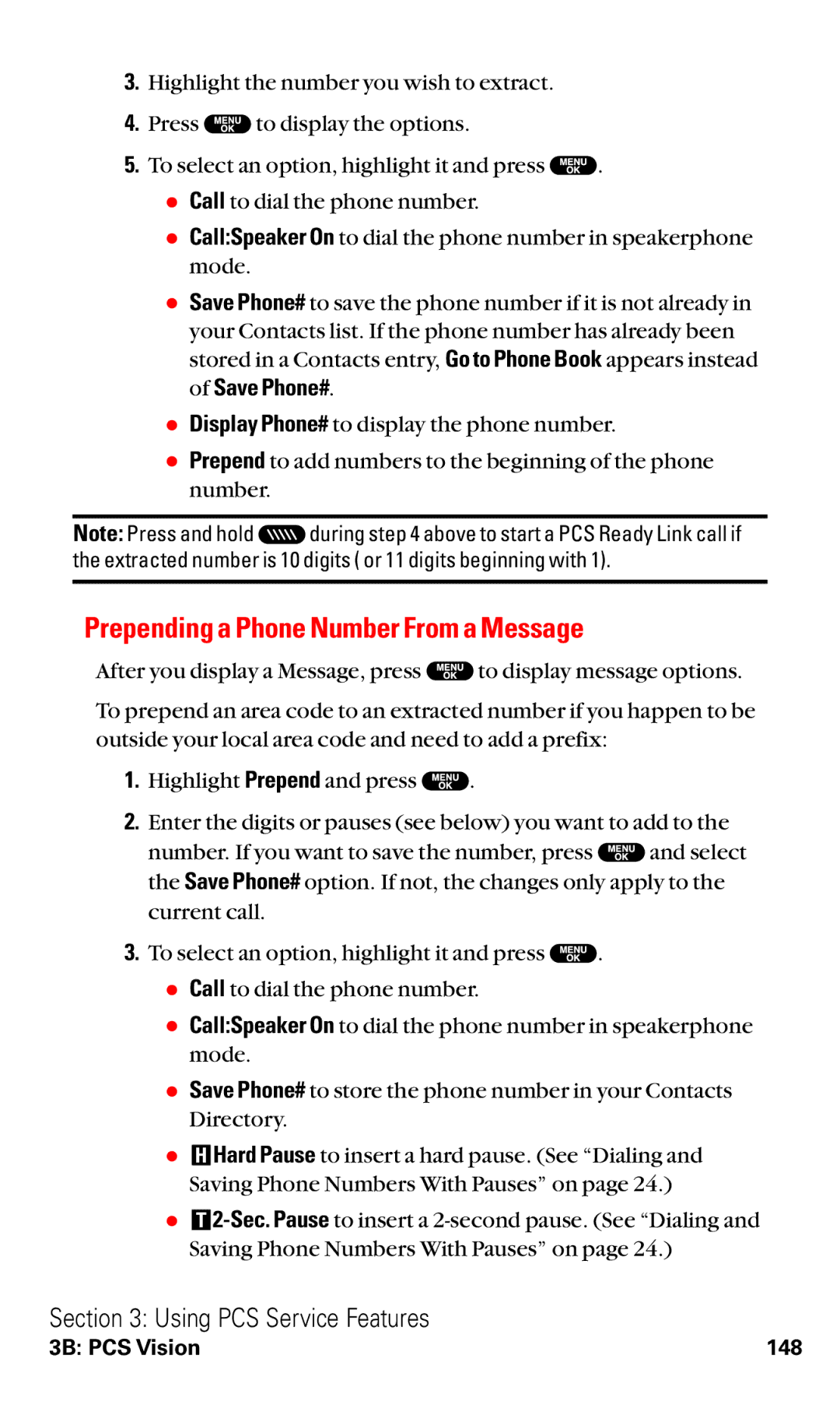 Sanyo RL2500 manual Prepending a Phone Number From a Message 