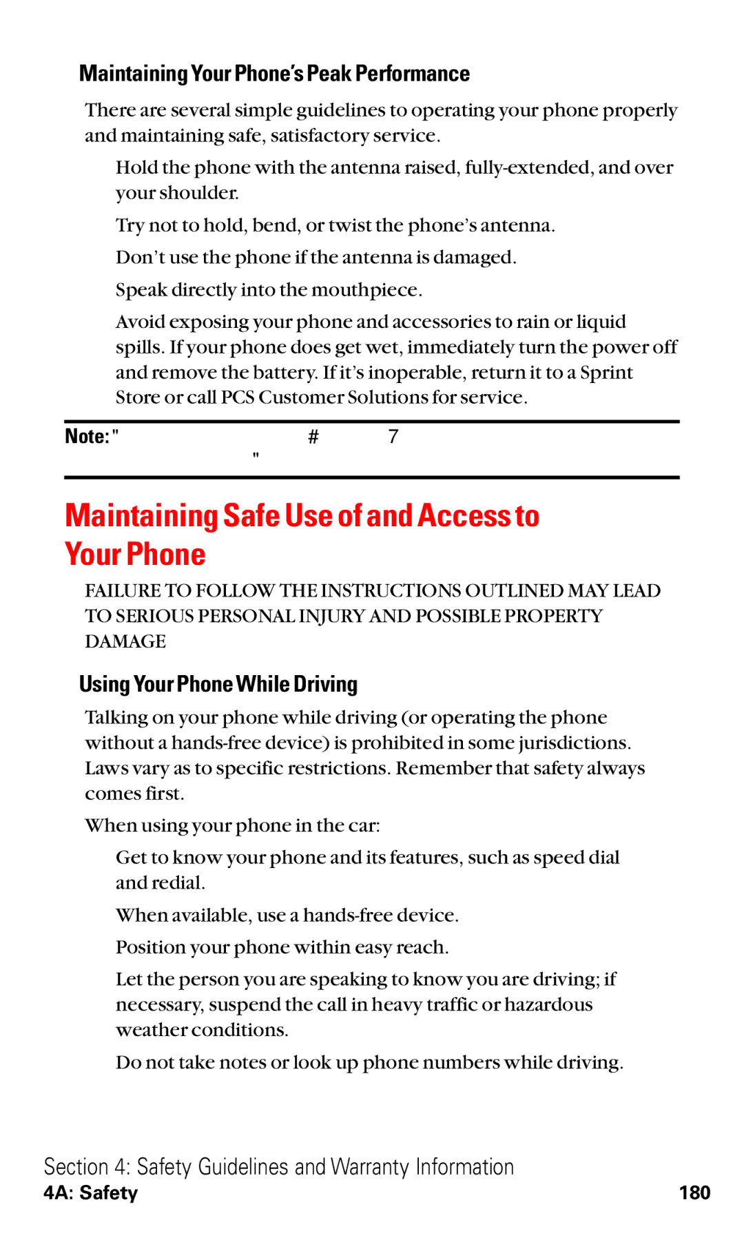 Sanyo RL2500 manual Maintaining Safe Use of and Access to Your Phone, Maintaining Your Phone’s Peak Performance 