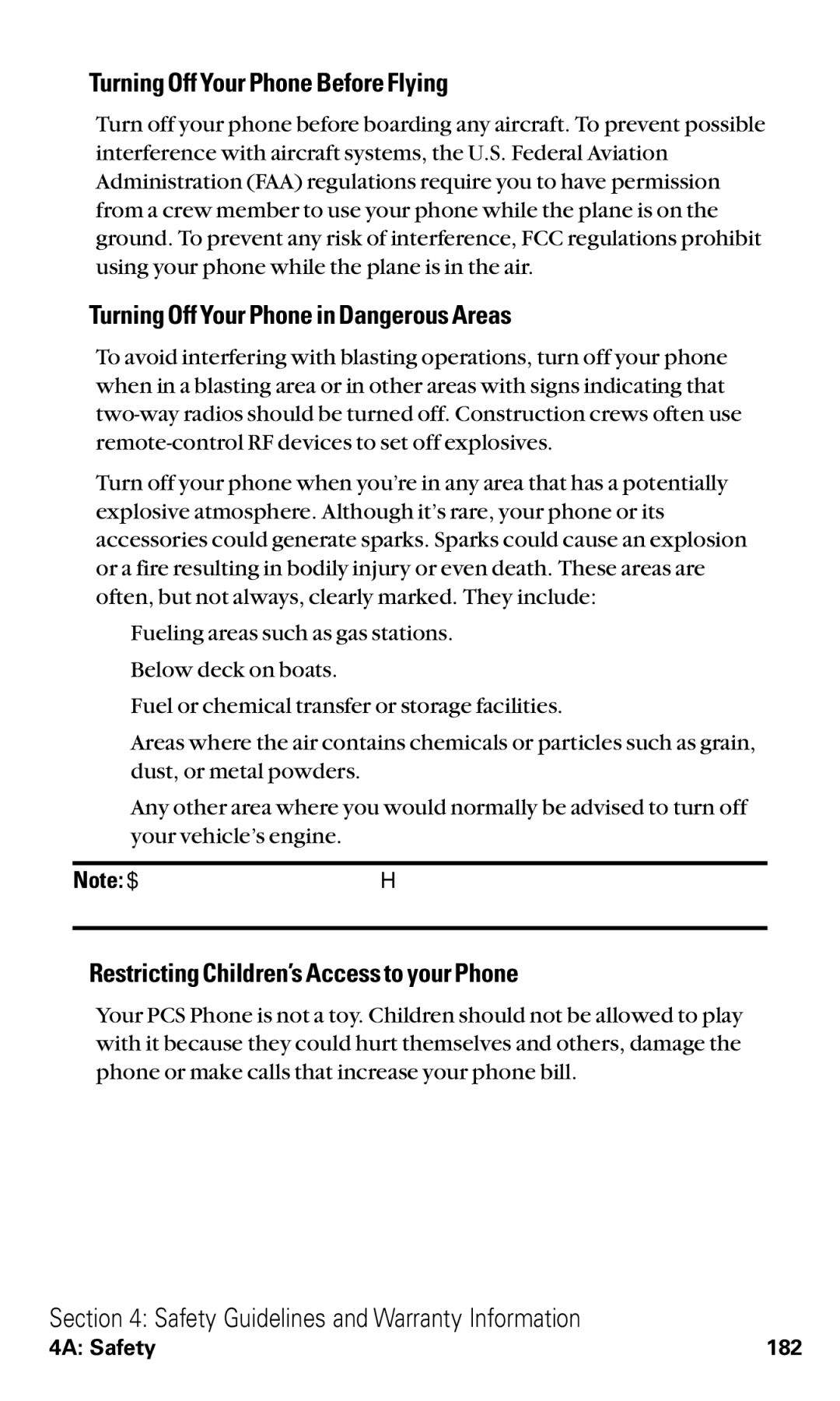 Sanyo RL2500 manual Turning Off Your Phone Before Flying, Turning Off Your Phone in Dangerous Areas 