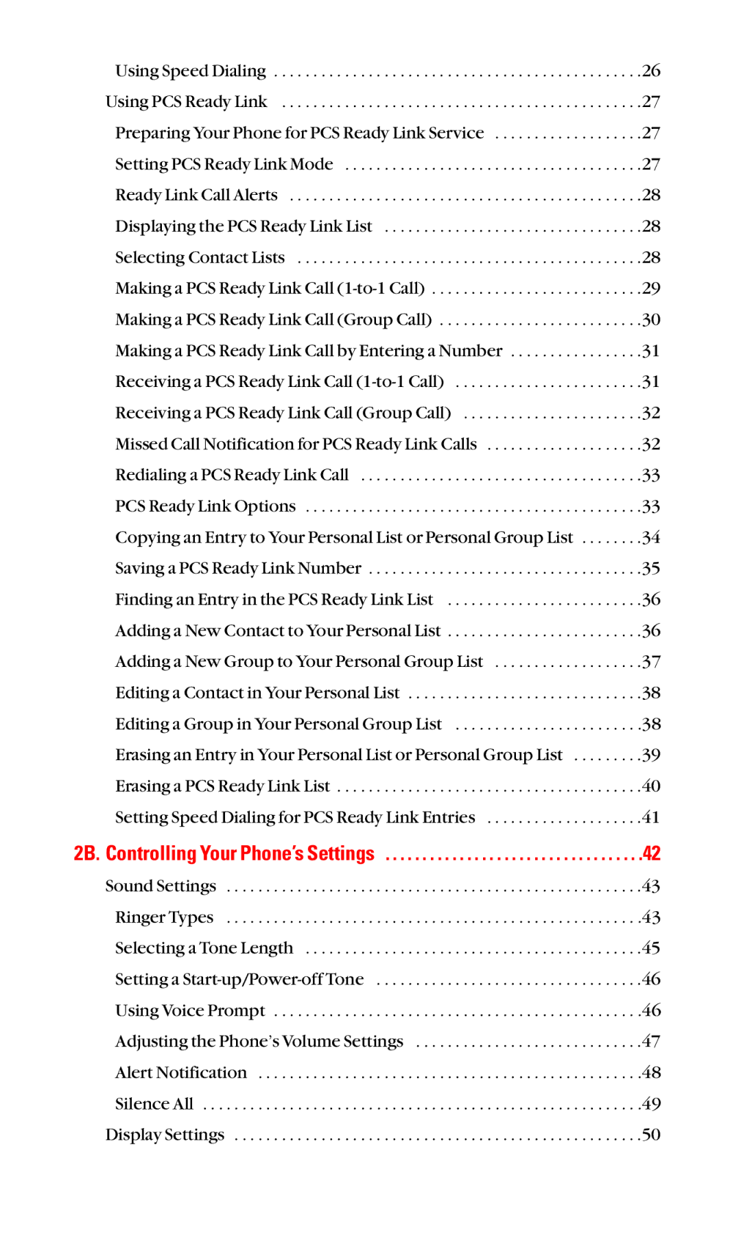 Sanyo RL2500 manual 2B. Controlling Your Phone’s Settings 