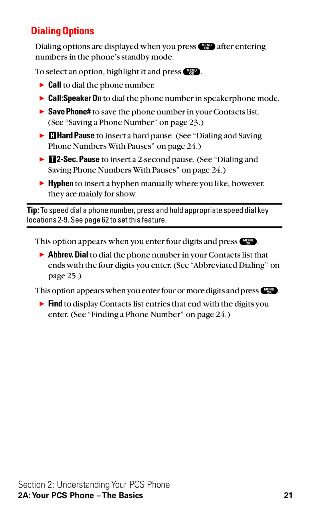 Sanyo RL2500 manual Dialing Options 