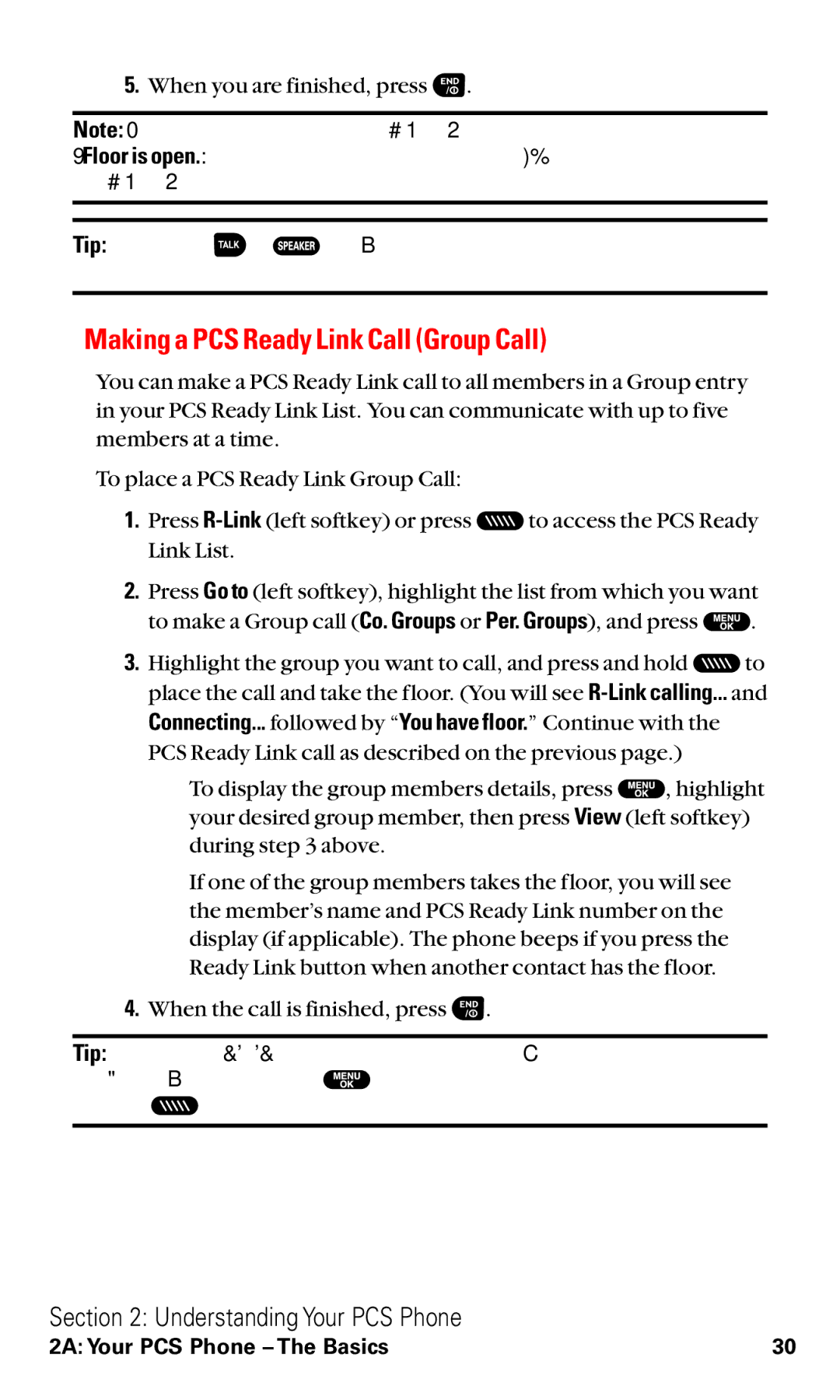 Sanyo RL2500 manual Making a PCS Ready Link Call Group Call, When you are finished, press 